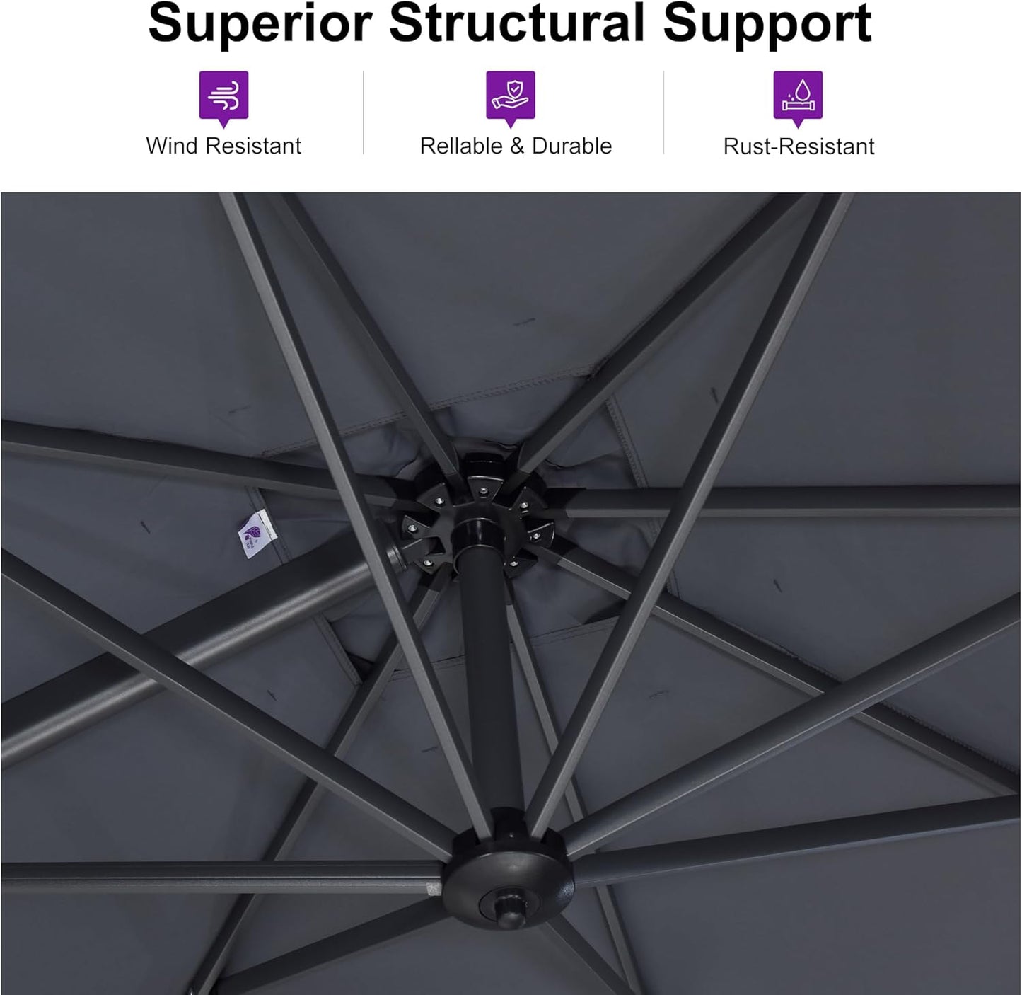 PURPLE LEAF 10 Feet Patio Umbrella Outdoor Cantilever Round Umbrella Aluminum Offset Umbrella with 360-degree Rotation for Garden Deck Pool Patio Light Grey