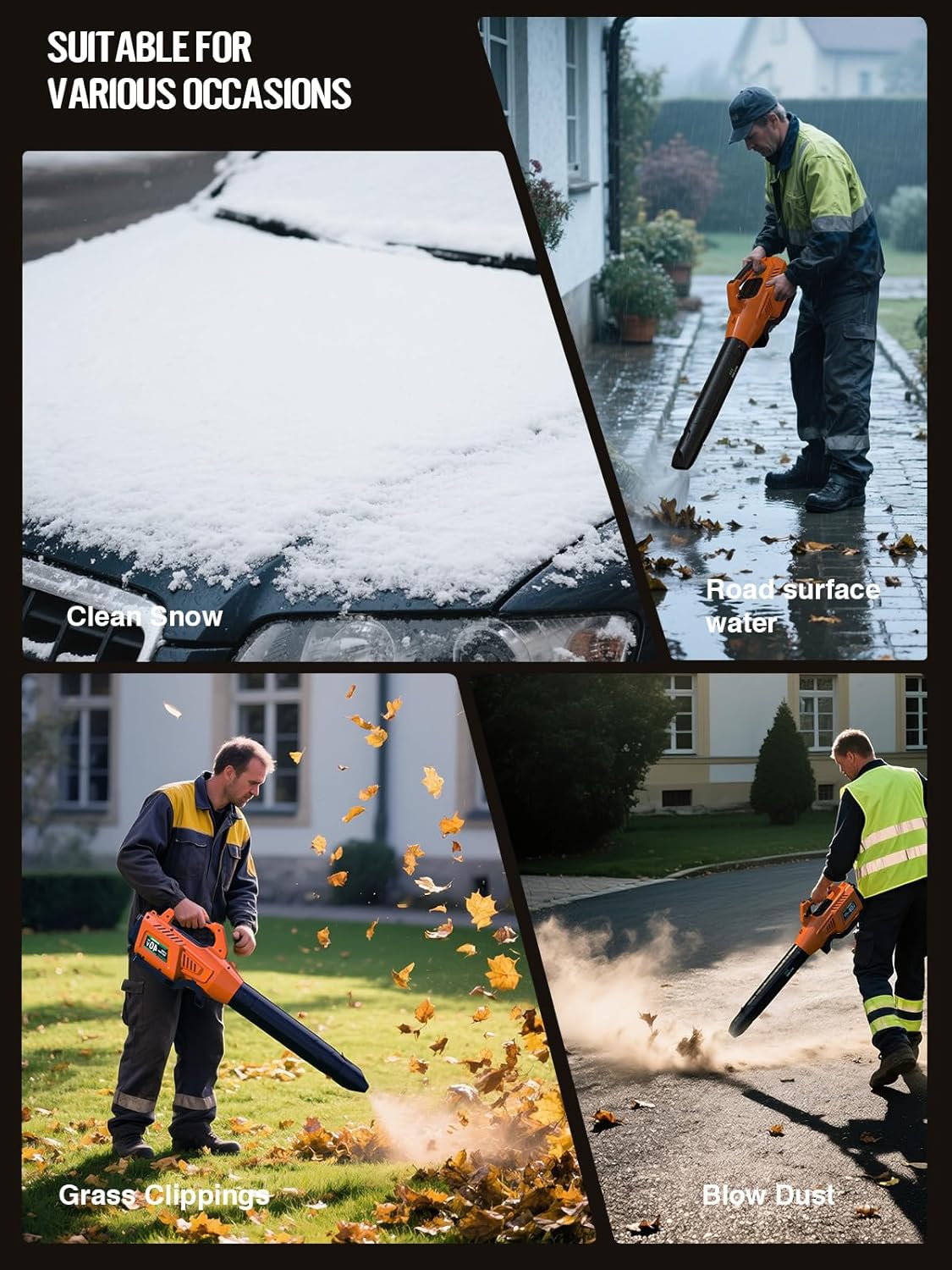 Leaf Blower Cordless, 40V 600CFM &180MPH Electric Leaf Blower with 5.0Ah Battery, Fast Charger and Extension Tube for Blowing Leaves Snow for Yard Garden Lawn Care, Orange