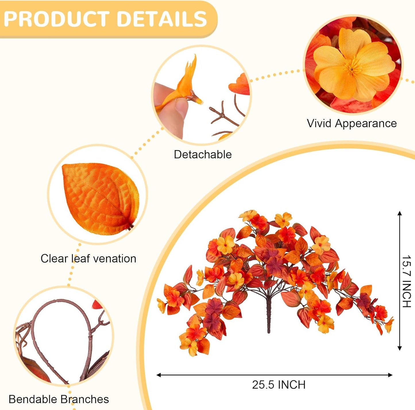 Fake Fall Flowers Artificial for Decoration 2PCS Faux Silk Fall Flowers Plants for Outdoors Outside Planters UV Resistant Looks Real for Front Door Porch Patio Garden Decor