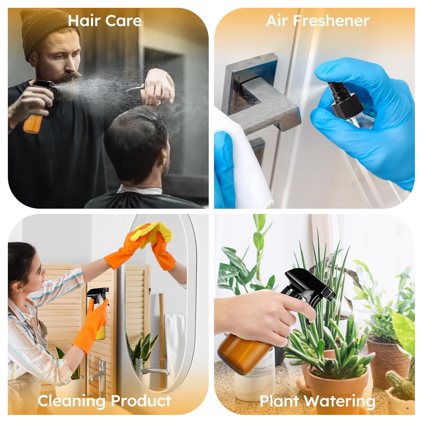 Tecohouse Glass Spray Bottles 4 oz, 2 Pack Spray Bottles for Hair Empty Refillable Fine Mist Sprayer with Labels, Funnel, Pipettes