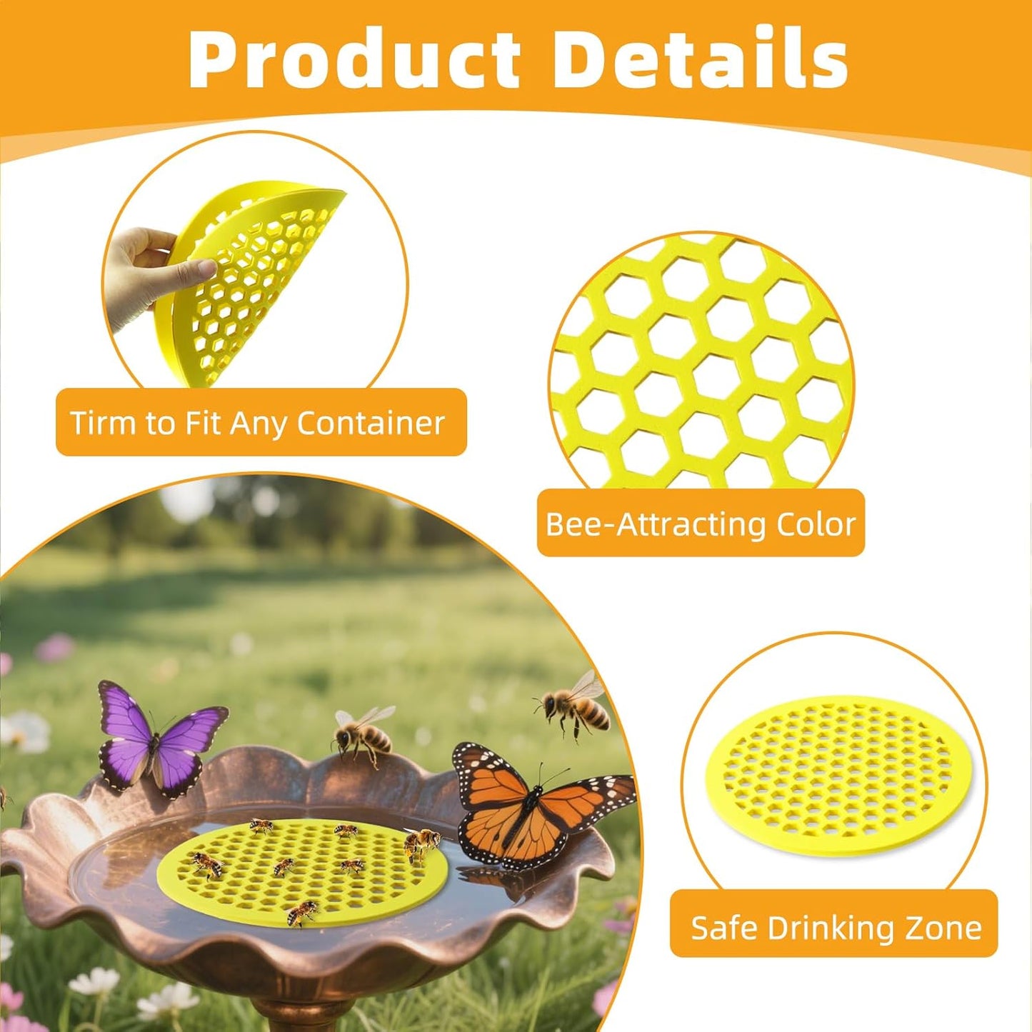 4 Pcs Bee Watering Station for Garden, 7.87 Inch Floating Bee Island for Pond/Farm/Fountain, No Assembly Required Bee Bath, Butterfly Feeder, Outdoor Garden Decor