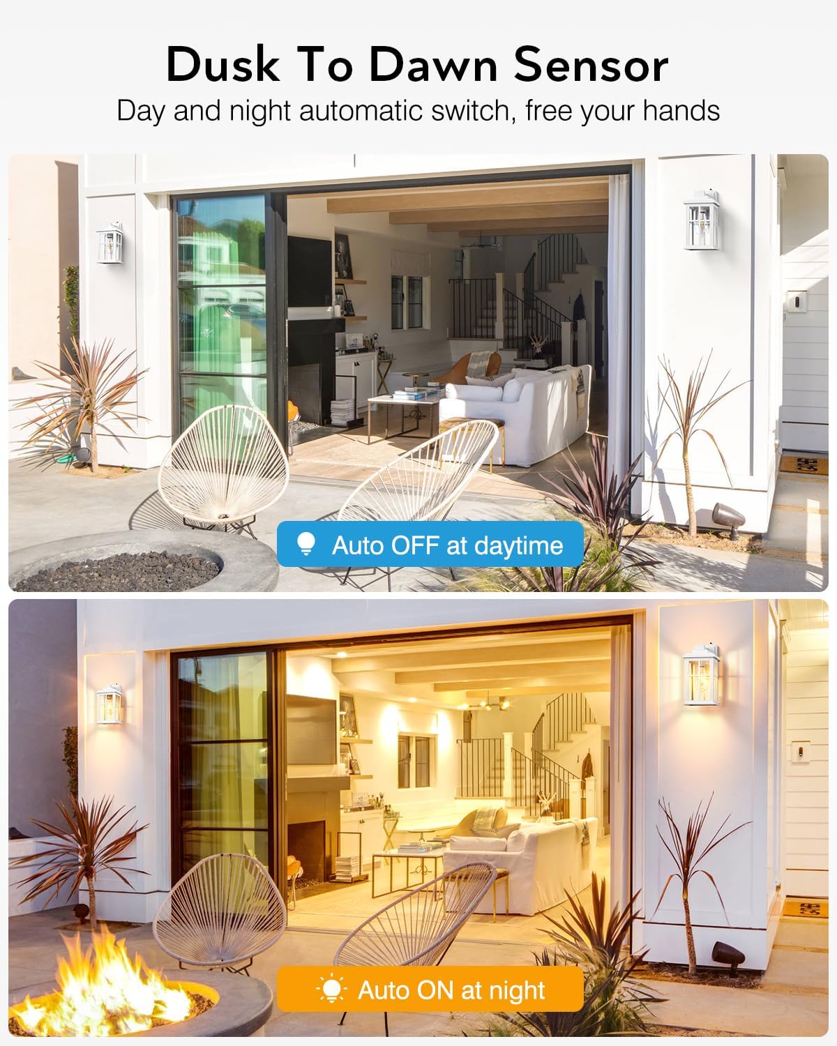 White Outdoor Light Fixture, 2 Pack Dusk to Dawn Exterior Lighting Fixtures, Anti-Rust Porch Lights, Dusk to Dawn Outdoor Lighting for House, Garage, Garden, Entryway, Doorway