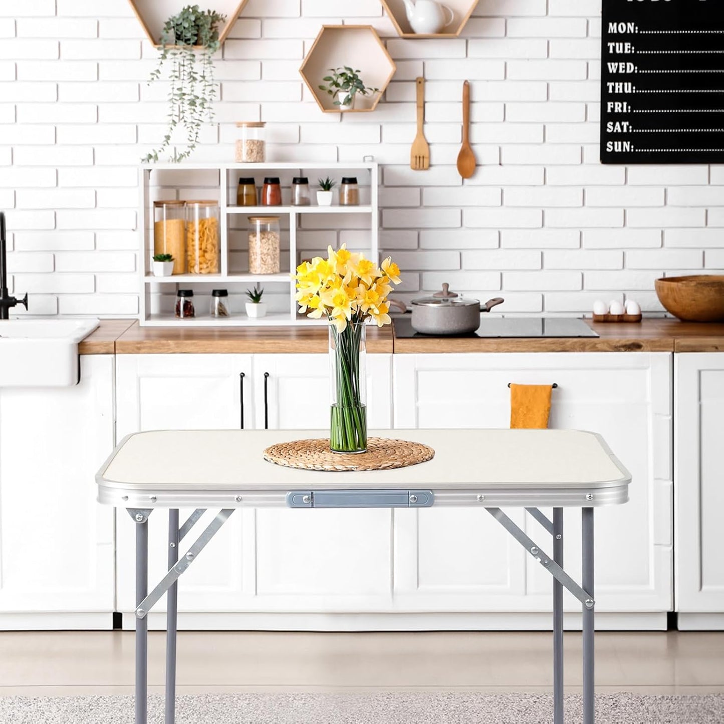 Outvita 2.3ft Portable Folding Camping Table, Outdoor Waterproof Picnic Table, Aluminum Lightweight Suitcase Foldable Table for Picnic BBQ Beach Dining