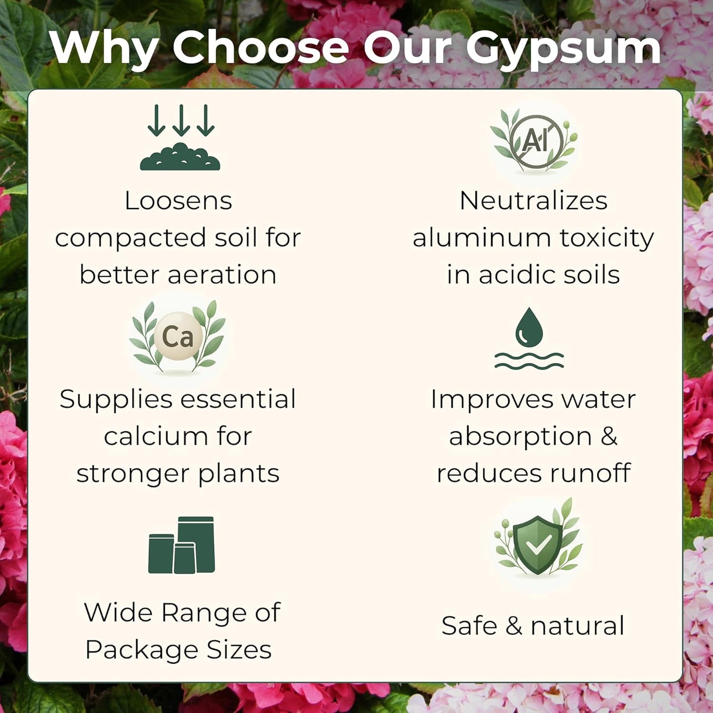 Gypsum for Soil - Calcium for Plants - Gypsum Fertilizer for Gardening, Lawn & Vegetables - Calcium for Garden (3 qts. - 6 lbs.)