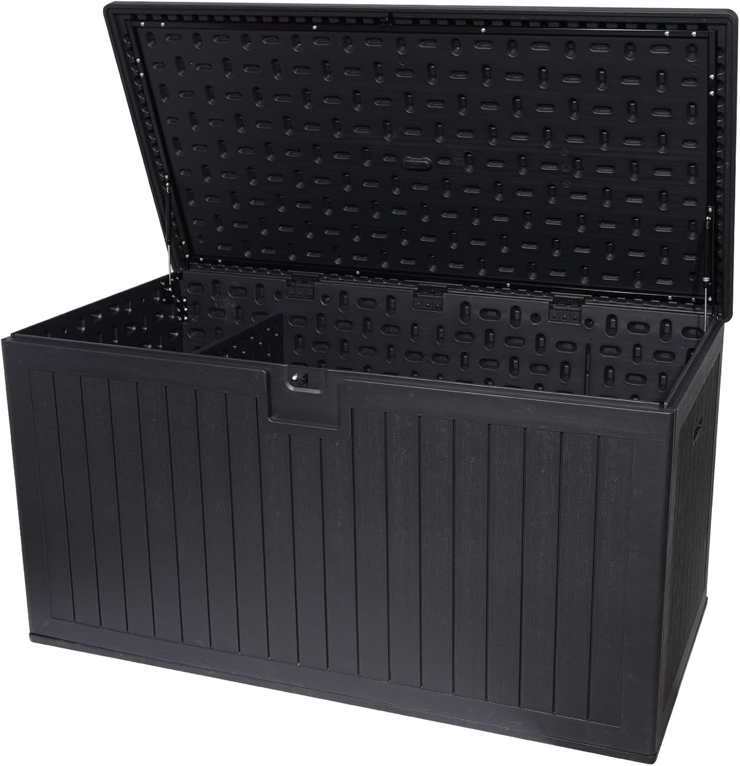 260 Gallon Outdoor Storage Box Waterproof, Extra Large Plastic Outside Deck Box Weatherproof, Resin Patio Storage Bin with Lock and Lids for Pool Equipment and Cushion, Black