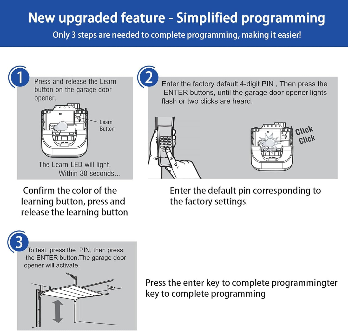Garage Door Opener Keypad Replacement for Liftmaster Chamberlain Craftsman Garage Door Opener Keypad Wireless Keyless Entry with 315/390 MHZ Learn Button Since 1993
