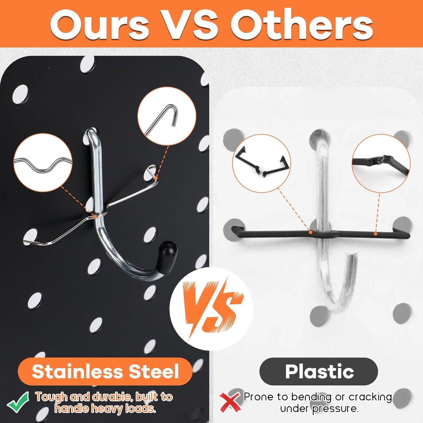 88 PCS Pegboard Panels Metal Black with Accessories Kit, Heavy Duty Steel Peg Boards Wall Tool Organizer with Screw, Bins, Hooks, Peg Locks for Garage, Tool Storage, Office, Craft Room, Kitchen