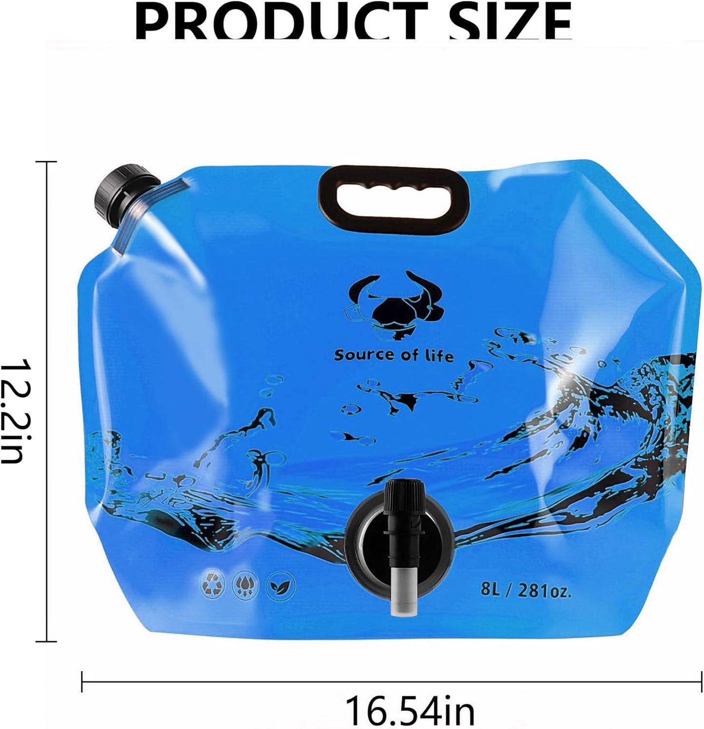 Collapsible 8L Water Storage Bag, BPA-Free Portable Folding Water Jug with Adjustable Faucet, Leakproof Emergency Water Bag for Camping, Hiking, Riding, Outdoor Sport (Blue, 2)