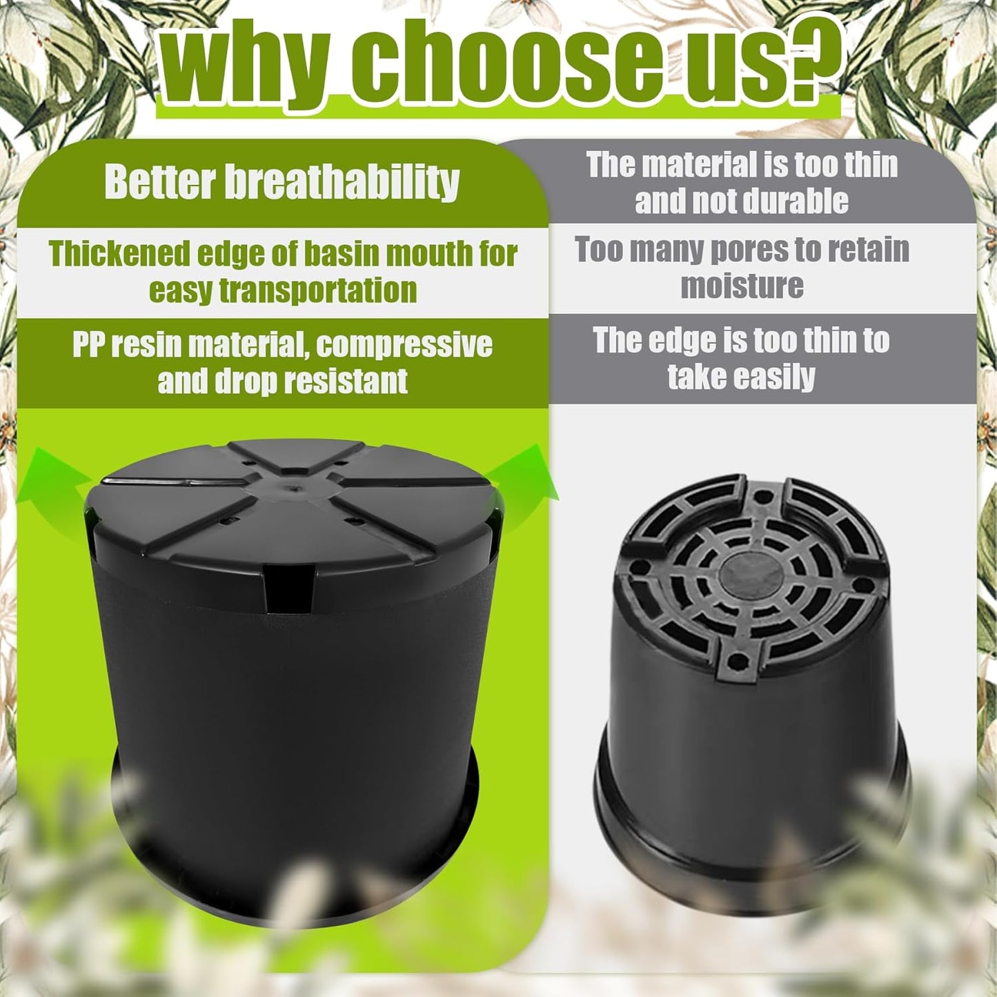 20 Gallon Nursery Pots Plastic Container Injection Molded Pot for Plants Flexible with Drainage Holes Suitable for Plants Soil Growers or Hydroponics Black 5 Pcs