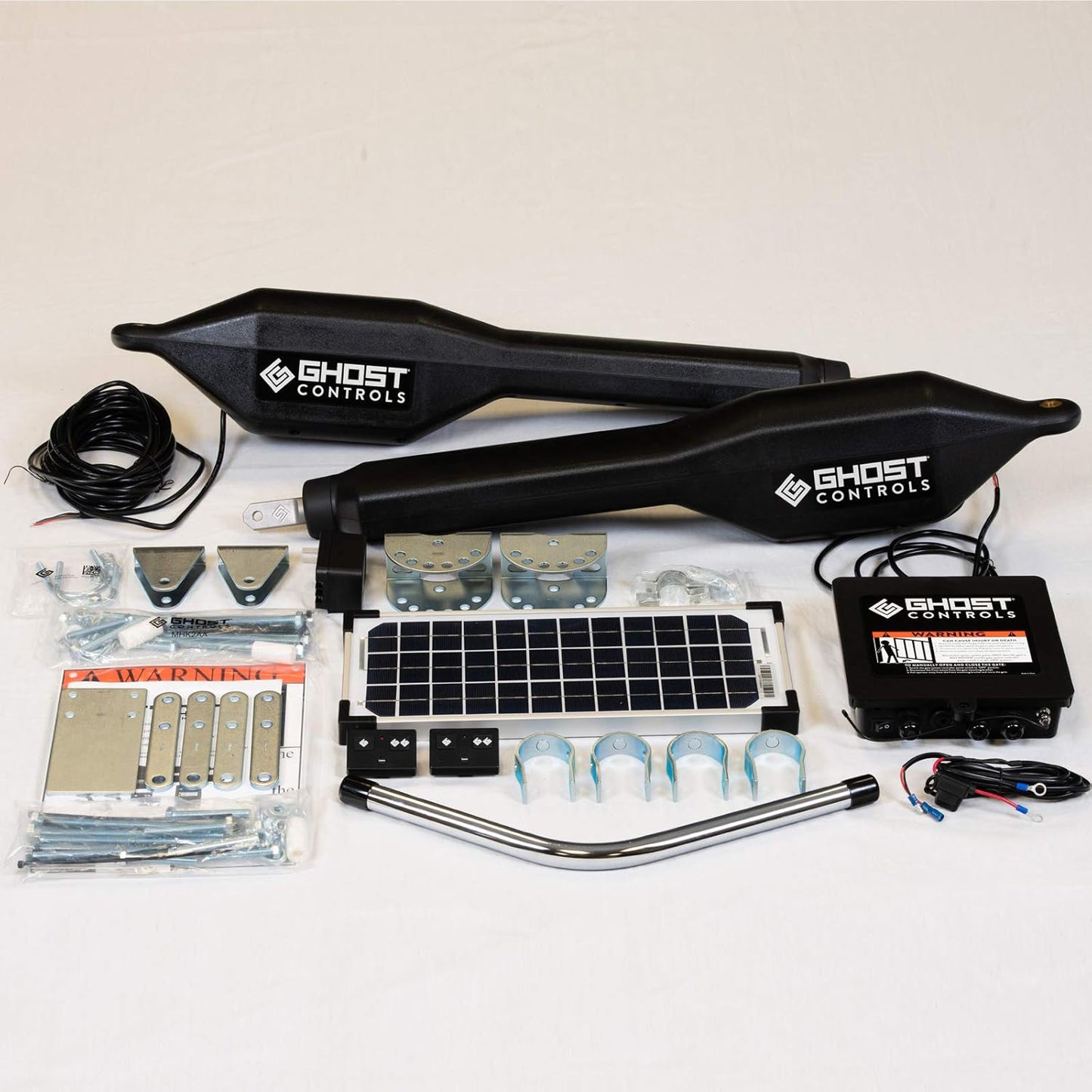 Ghost Controls Heavy-Duty Solar Automatic Gate Opener Kit for Driveway Swing Gates with Long-Range Solar Gate Opener Remote - Model TDS2XP