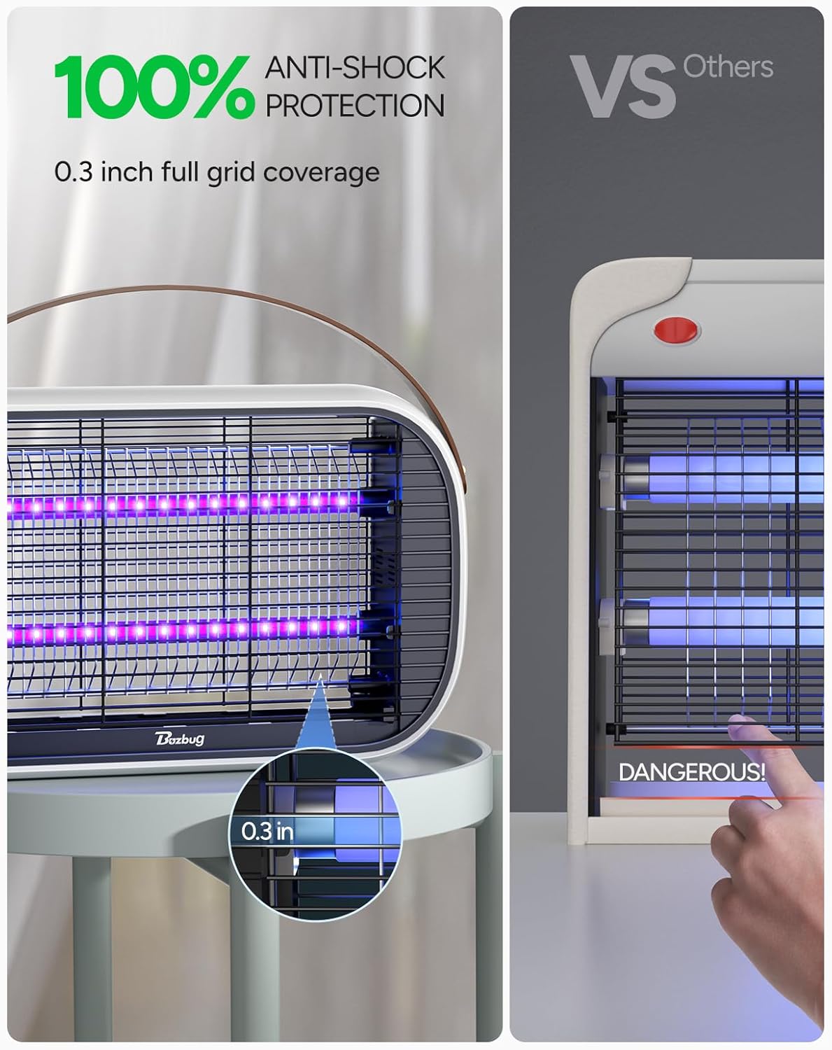 Buzbug LED Bug Zapper Indoor, 10 Years Lifespan Lamp Sustainable Less Power, Durable High-Voltage Electric Mosquito Zapper, Fly Trap Mosquito Trap, Fly Killer -MA015B