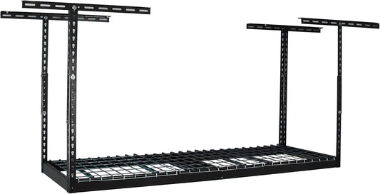 MonsterRax Overhead Garage Storage Rack 2 x 6 Ceiling Rack for Garage Shelving, Organization, & Storage, Adjustable Hanging Storage for Bikes, Equipment & Bins (Hammertone, 12"- 21" Ceiling Drop)