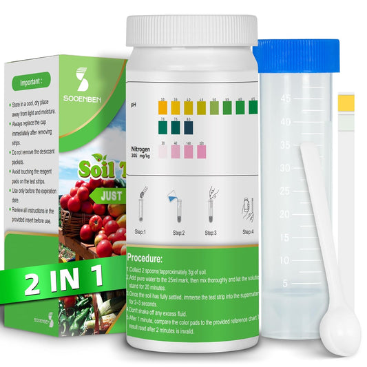 2-in-1 pH & Nitrogen Soil Test Kit, Home Soil Testing Kit for Lawns Gardening Grass Vegetables Nutrients, Soil pH Nitrogen Tester Strips Separately Sealed in Foils, Easy to Use, Rapid Results
