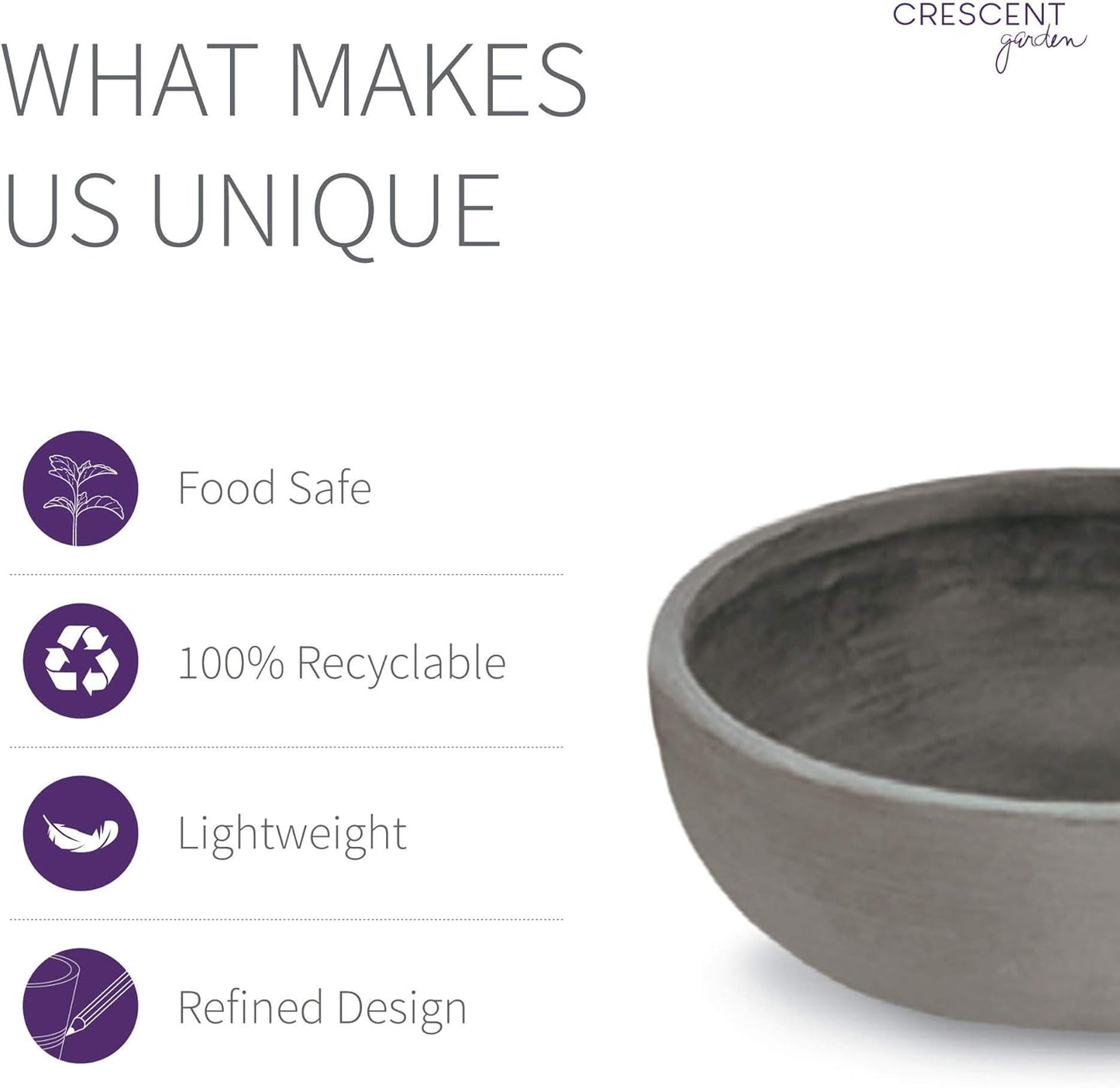 Crescent Garden Extra Large Outdoor Planter Bowl with Drain Hole for Water Gardens, Fountains, Decorative Landscaping - 40" W x 15" H (Weathered Concrete)