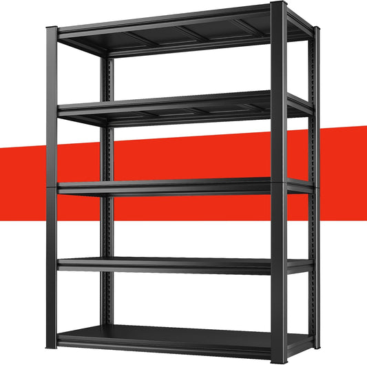 Raybee Garage Shelving 2000LBS Storage Shelves Adjustable Metal Shelves 5 Tier Heavy Duty Shelving Metal Shelf for Basement Pantry Kitchen 32" W x 16.5" D x 63" H