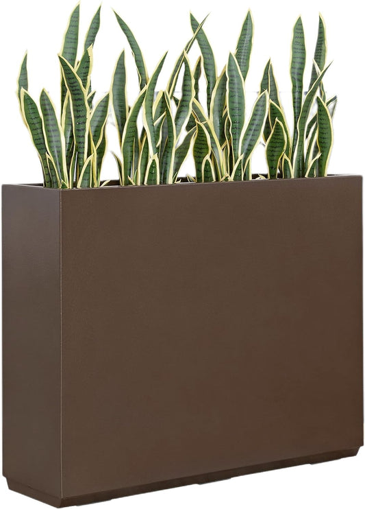 Metallic Heavy Planter for Outdoor Plants, 38Lx10Wx30H Inches Tall and Long Metal Divider Planter Box for Outside & Indoor, No Assembly Required (Espresso)