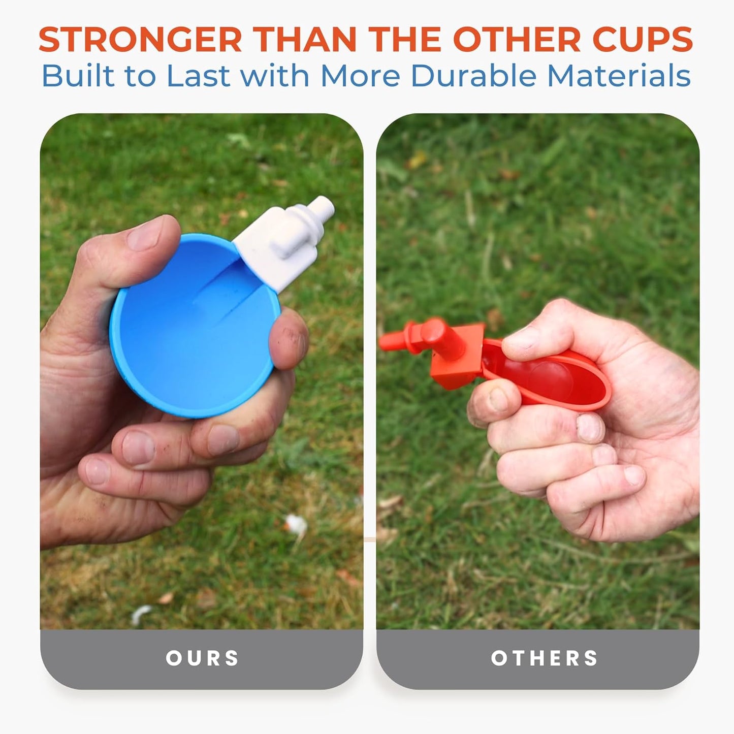 Lil Clucker - Blue Large Automatic Chicken Waterer Cups Suitable for Ducks, Geese, Turkeys, and Bunny Rabbit - Water Feeder Kit - Poultry Waterer - Pack of 12