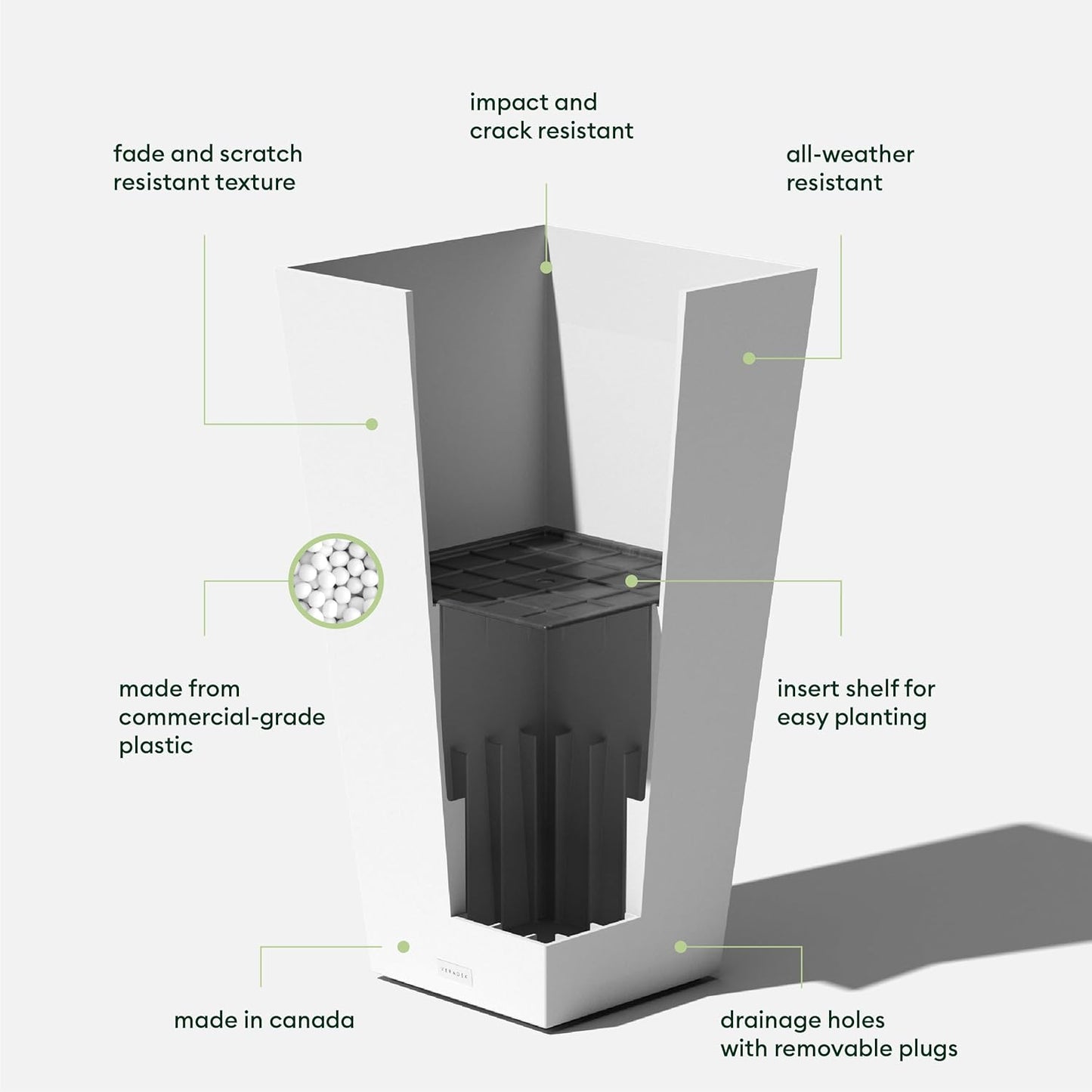 Veradek V-Resin Indoor/Outdoor Taper Planter, Set of 2 (30 inch, White)