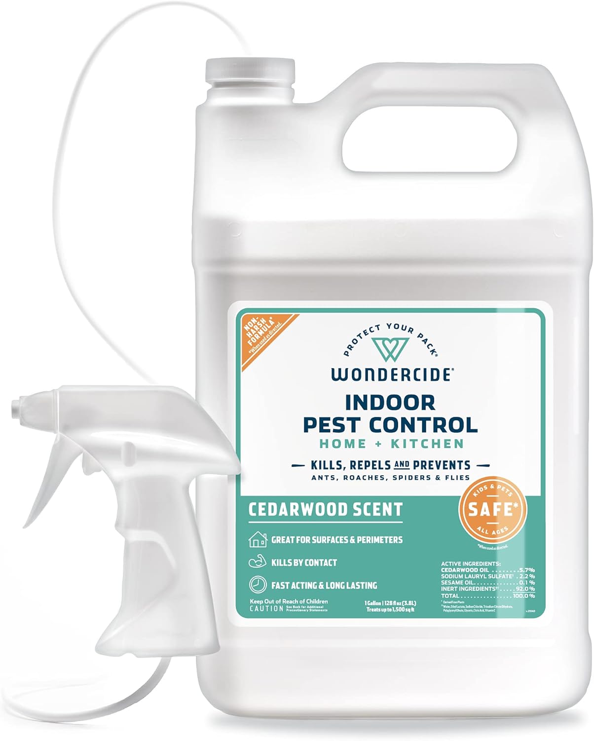 Wondercide - Indoor Pest Control Spray for Home and Kitchen - Ant, Roach, Spider, Fly, Flea, Bug Killer and Insect Repellent - with Natural Essential Oils - Pet and Family Safe — Cedarwood 128 oz