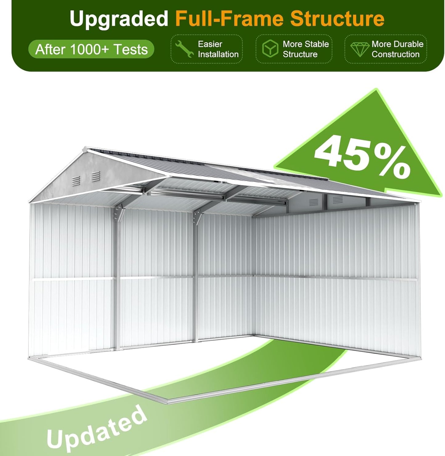 12x10 FT Metal Sheds & Outdoor Storage: Heavy Duty Garden Sheds with Dual Transparent Panels, 2x4-Pane Windows & Hinged Double Doors, Weatherproof Tool Shed for Backyard, Garden, Patio, Grey/White