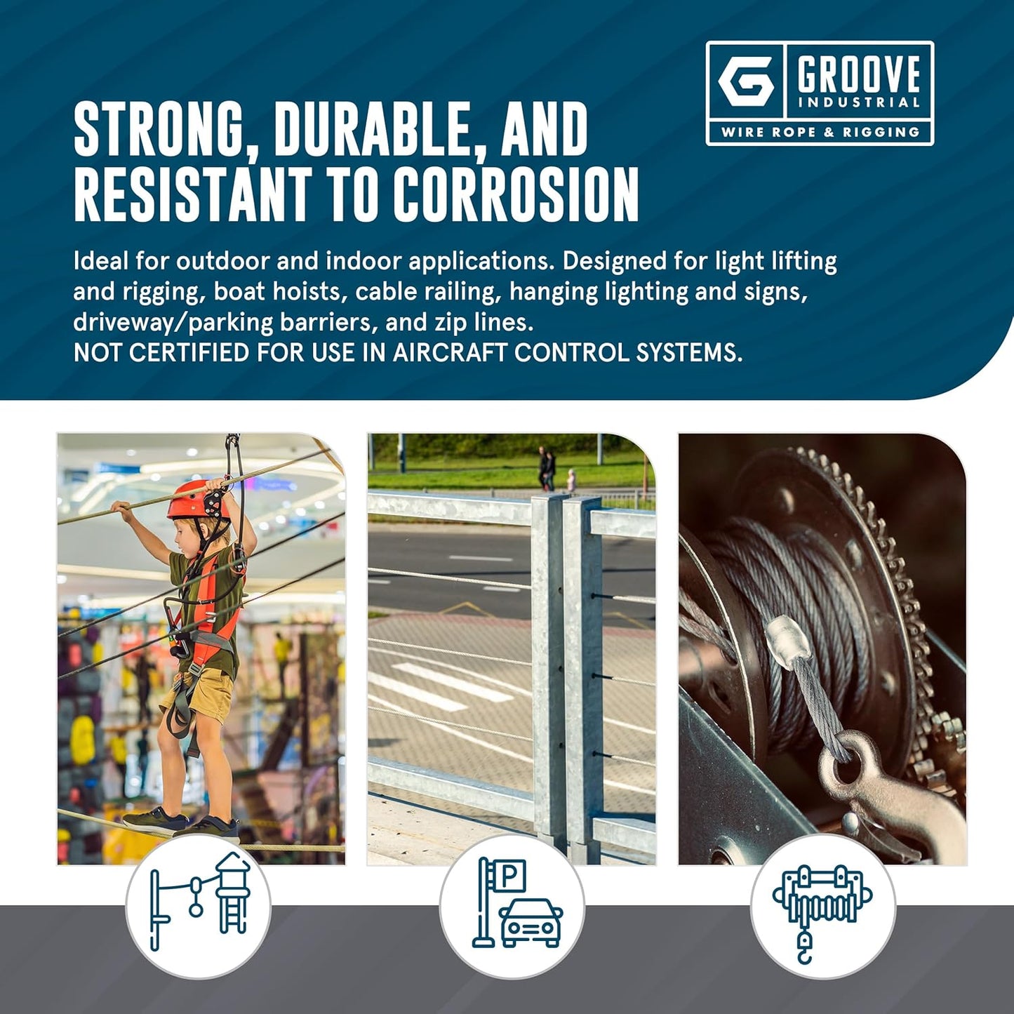 1/8’’ 7x19 Hot Dip Galvanized Aircraft Cable – Steel Wire Rope - 4000 Feet