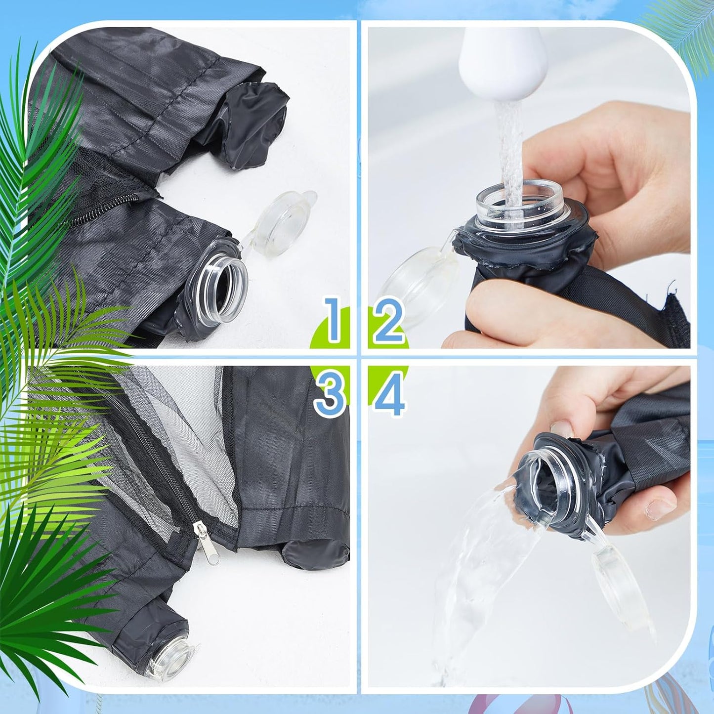 Windyun 2 Pcs 7 to 10 ft Patio Umbrella Mosquito Netting with Double Zipper Door, Screen Universal Hanging Mosquito Net for Patio Polyester Mesh Umbrella Screen for Outdoor and Patio Tables(Black)