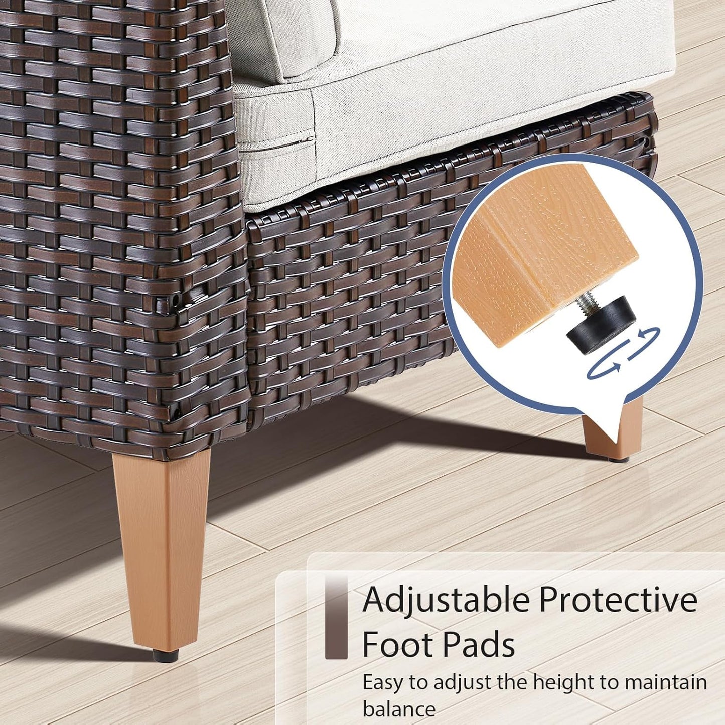 HUMMUH Outdoor Modular Sectional Couch All Weather PE Wicker Patio Sofa Half-Moon Loveseat for Garden Porch Backyard