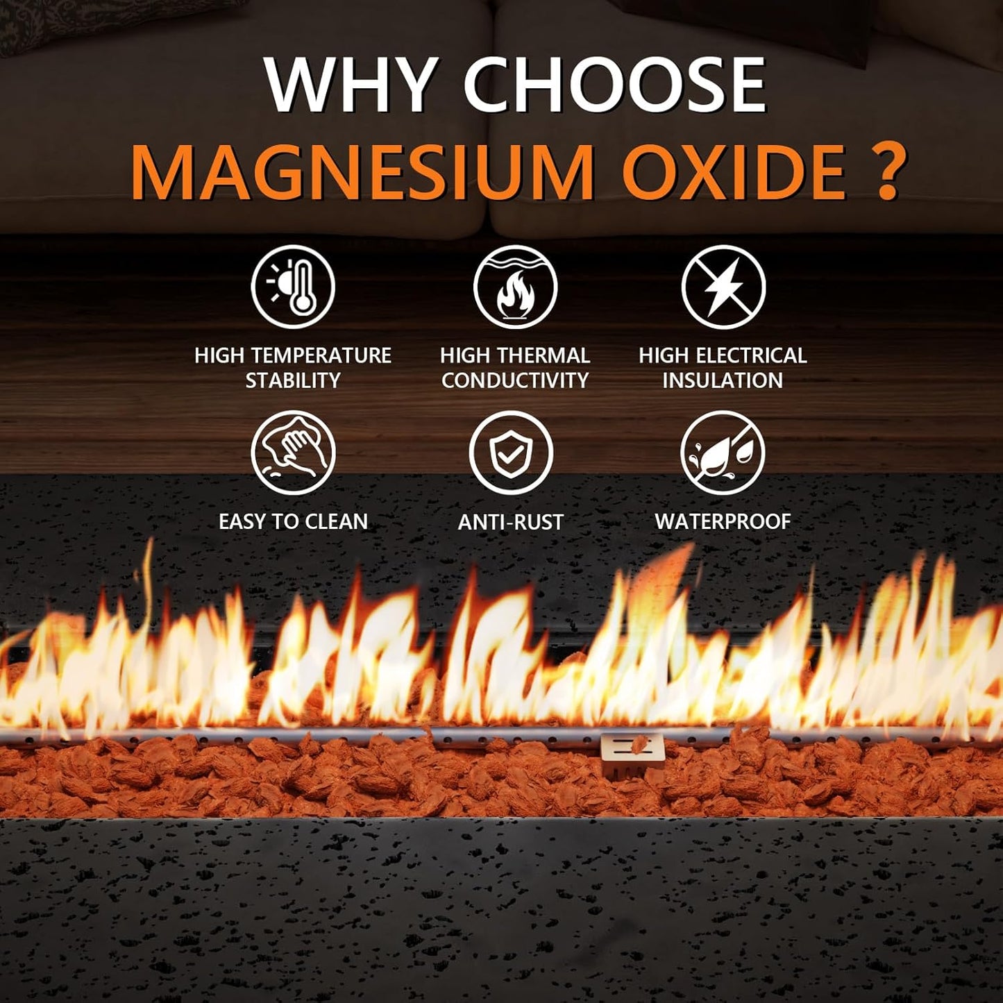 COSIEST 56-inch x 28-inch Outdoor Propane Fire Pit Coffee Table w Concrete Rectangle Base, 50,000 BTU, Free Lava Rocks and RainCover, Fits 20lb Tank Outside, Gray