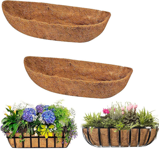 chengchuang 2 Packs Natural Coco Fiber Replacement Liner, 24/30/36/48 in Coconut Liners for Planters, Coco Liners for Window Box/Hanging Basket Liners, Durable Coconut Coir for Planting(36Inch)