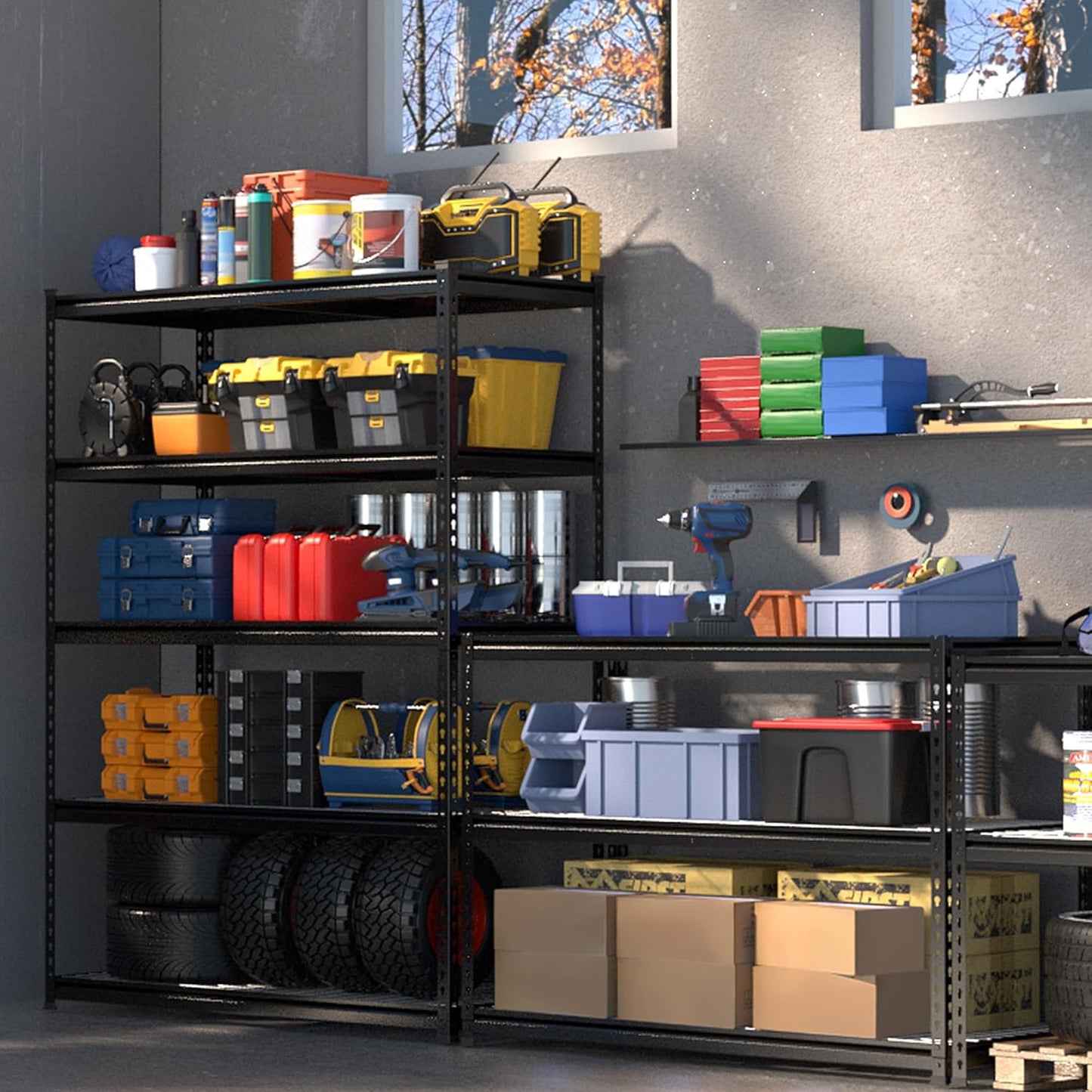 WORKPRO 5-Tier Metal Shelving Unit, 48”W x 24”D x 72”H, Heavy Duty Adjustable Storage Rack, 4000 lbs Load Capacity (Total), for Garage, Basement, Warehouse, Workshop