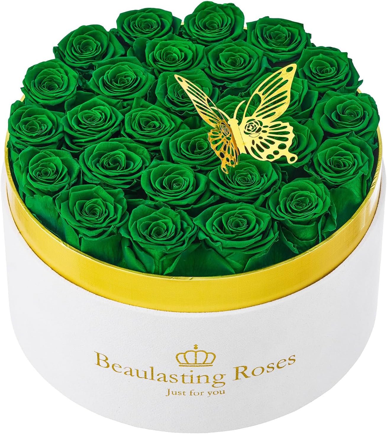 Preserved Roses Forever Flowers Real Roses in a Box Mother's Day Birthday Flowers for Her Mom Women Wife Valentine's Day, Green, 27 Piece