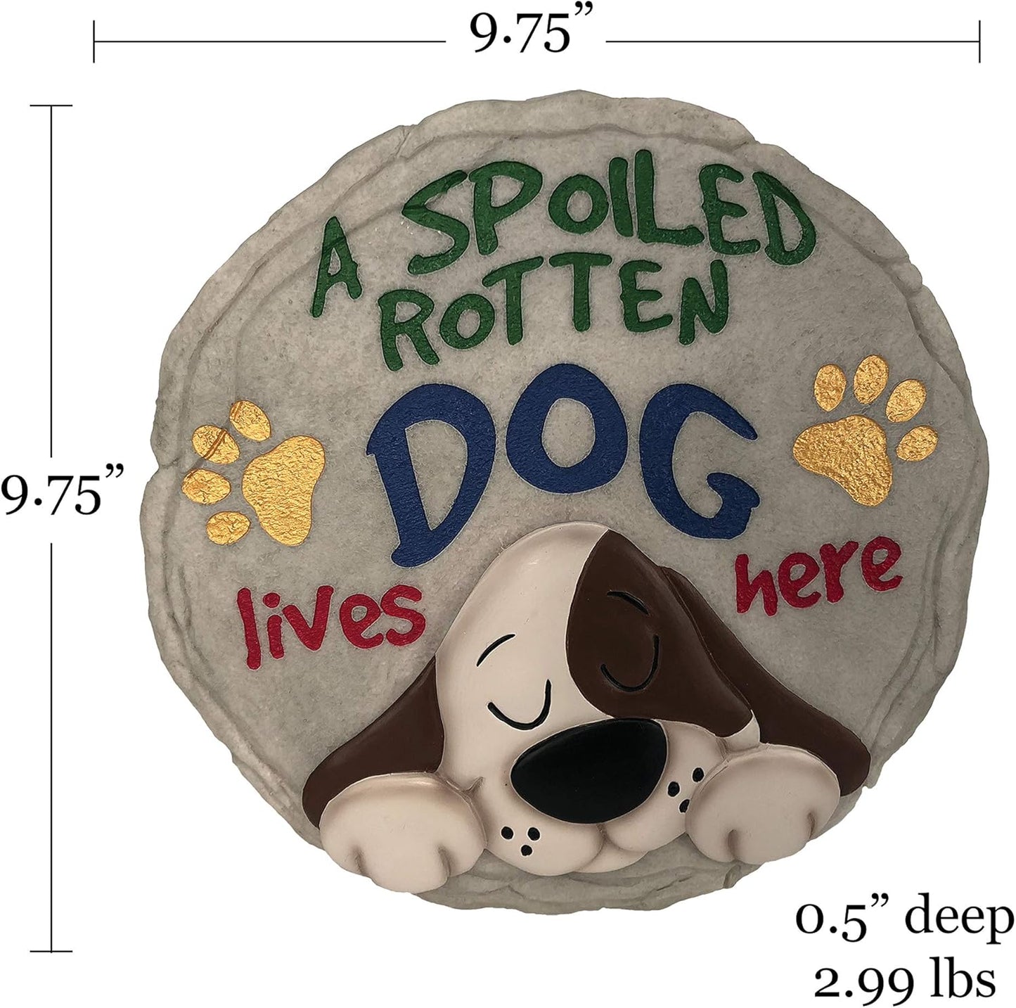 Spoontiques - Garden Décor - Spoiled Rotten Dog Stepping Stone - Decorative Stone for Garden