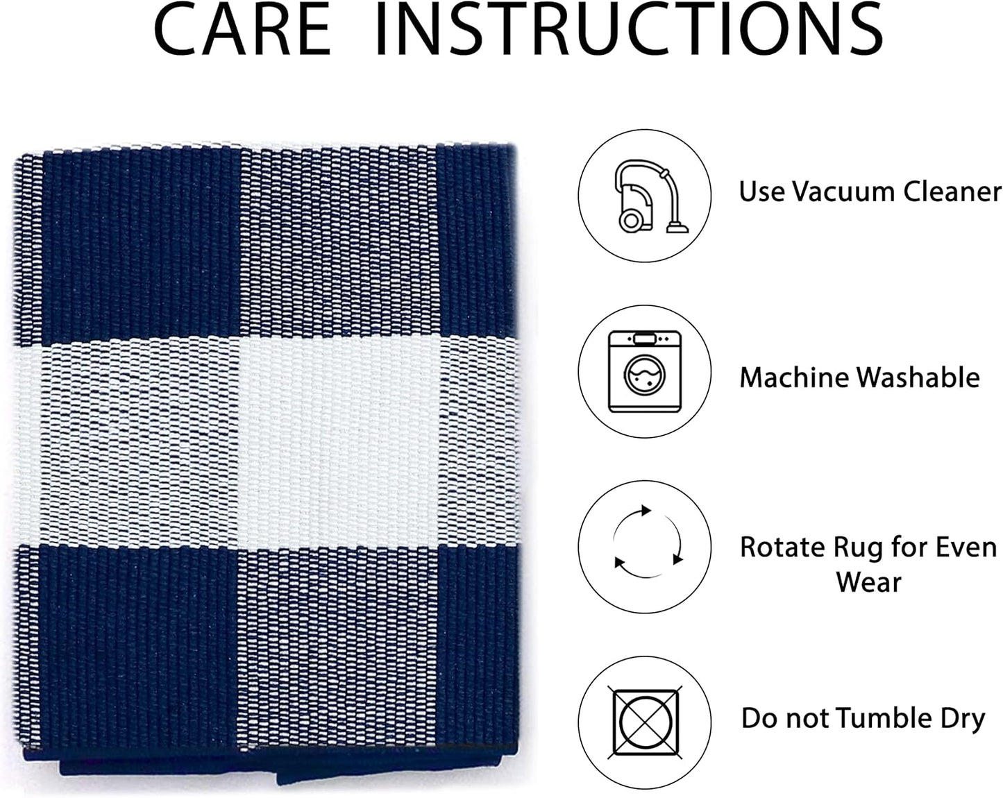 IOHOUZE Buffalo Plaid Checkered Rug 4x6 Ft Front Door Mats, Washable Area Rugs for Front Porch Decor, Spring Summer Welcome Mats Outdoor, Navy White Rug for Farmhouse/Entryway/Home Entrance