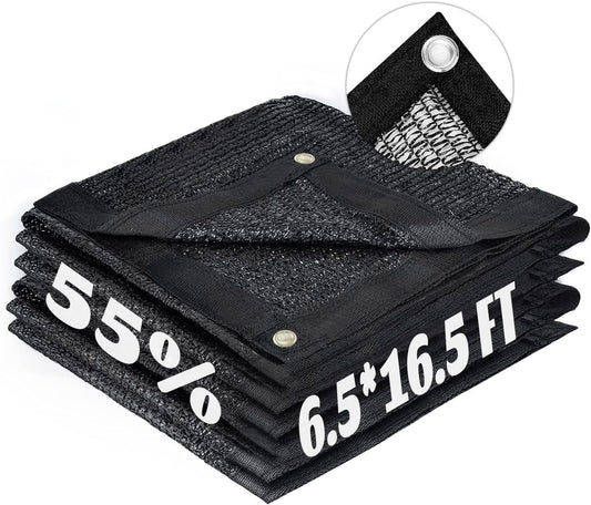 LOVE STORY 6.5x16.5FT 55% Black Shade Cloth Sun Shade Net with Grommets Sunblock Net Mesh Tarp for Garden,Plants Cover,Greenhouse and Patio