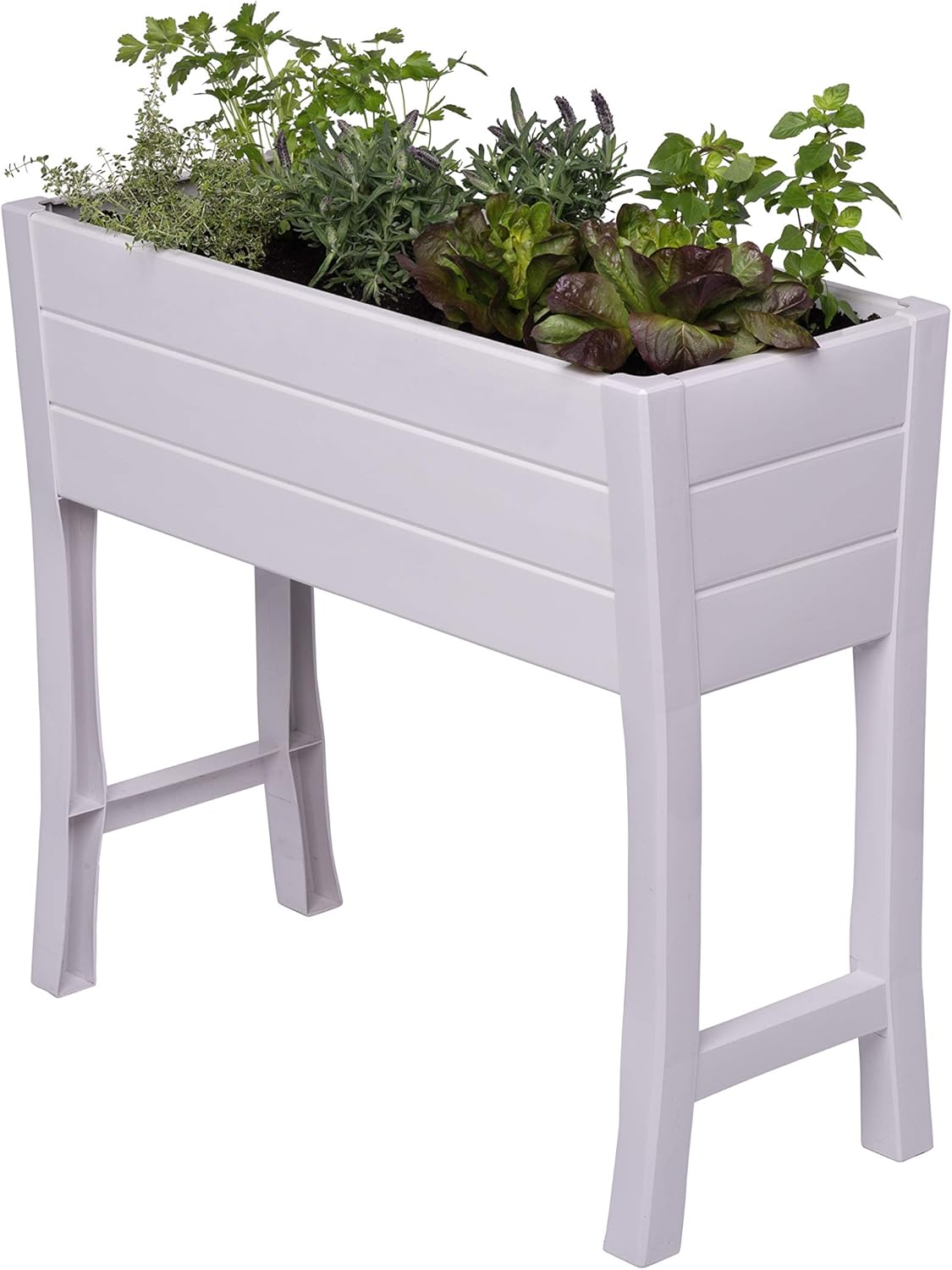 NuVue Products 26020, 36" L x 15" W x 32" H, Polymer with Woodgrain Texture, White Elevated Garden Box