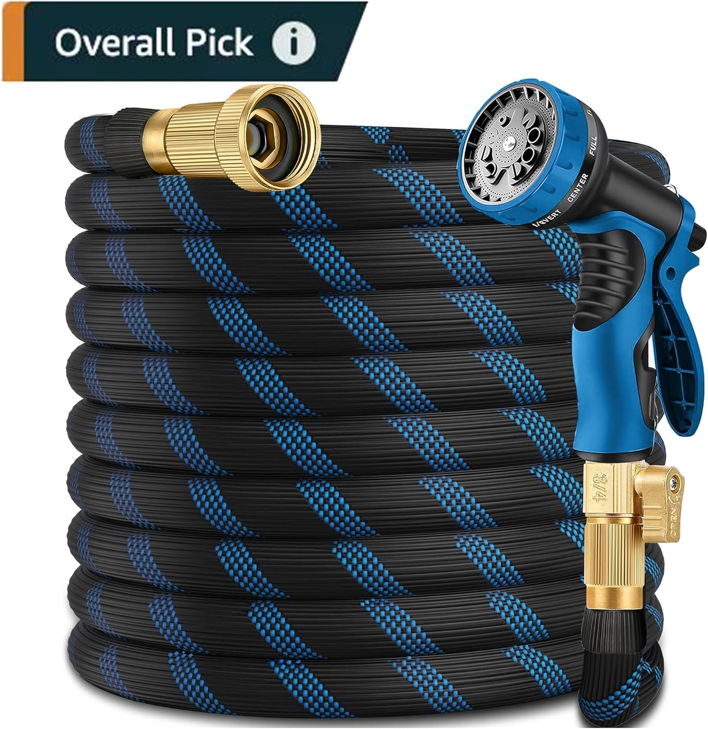 Garden Hose 50 ft -Heavy Duty Water Hoses - Flexible&Lightweight Car Washing Pipe with Strain Reliefs,Kink-free Rubber Hoses with Spray