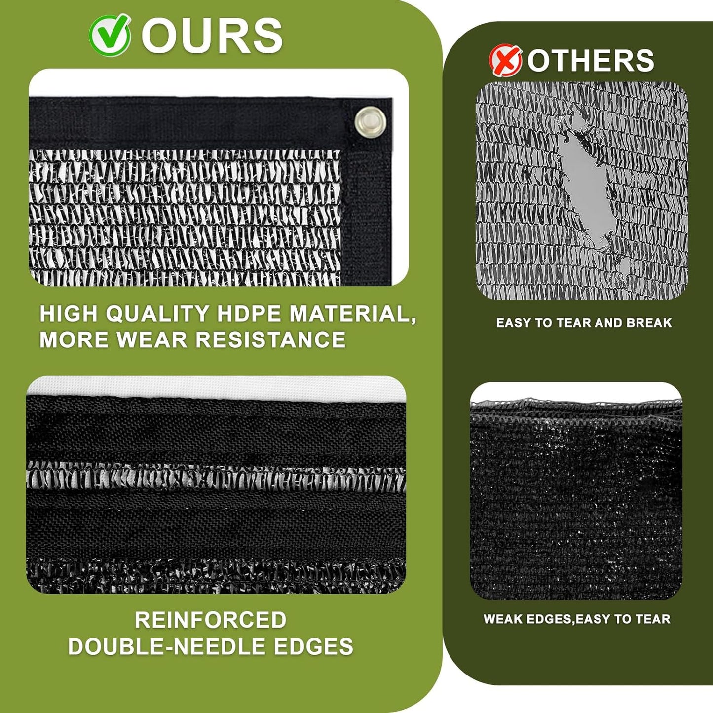 LOVE STORY 6.5x6.5FT 55% Black Shade Cloth Sun Shade Net with Grommets Sunblock Net Mesh Tarp for Garden,Plants Cover,Greenhouse and Patio