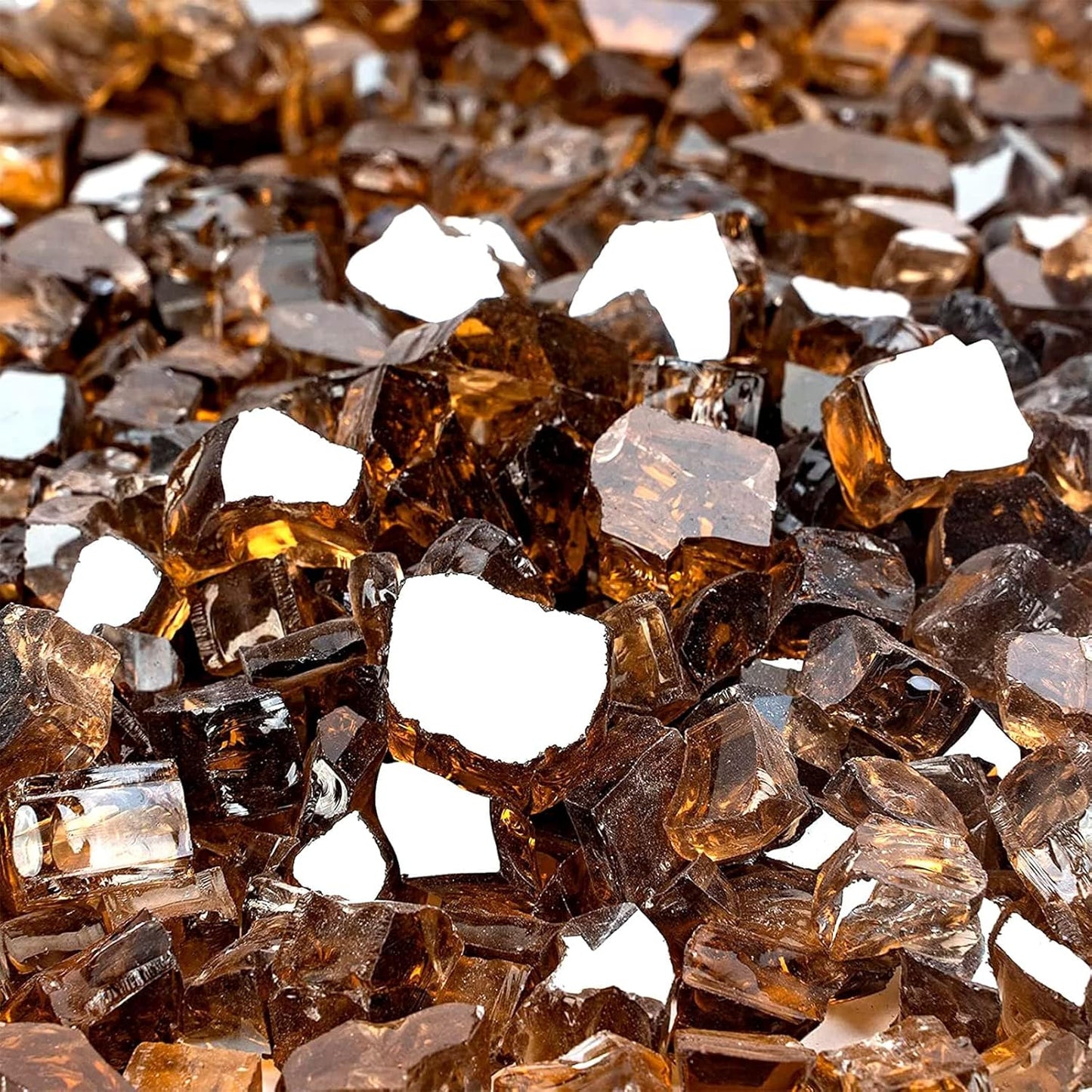 Mr. Fireglass 10 Pounds Fire Glass - 1/4 Inch High Luster Reflective Tempered Glass Rocks for Fireplace Fire Pit Table and Landscaping, Copper