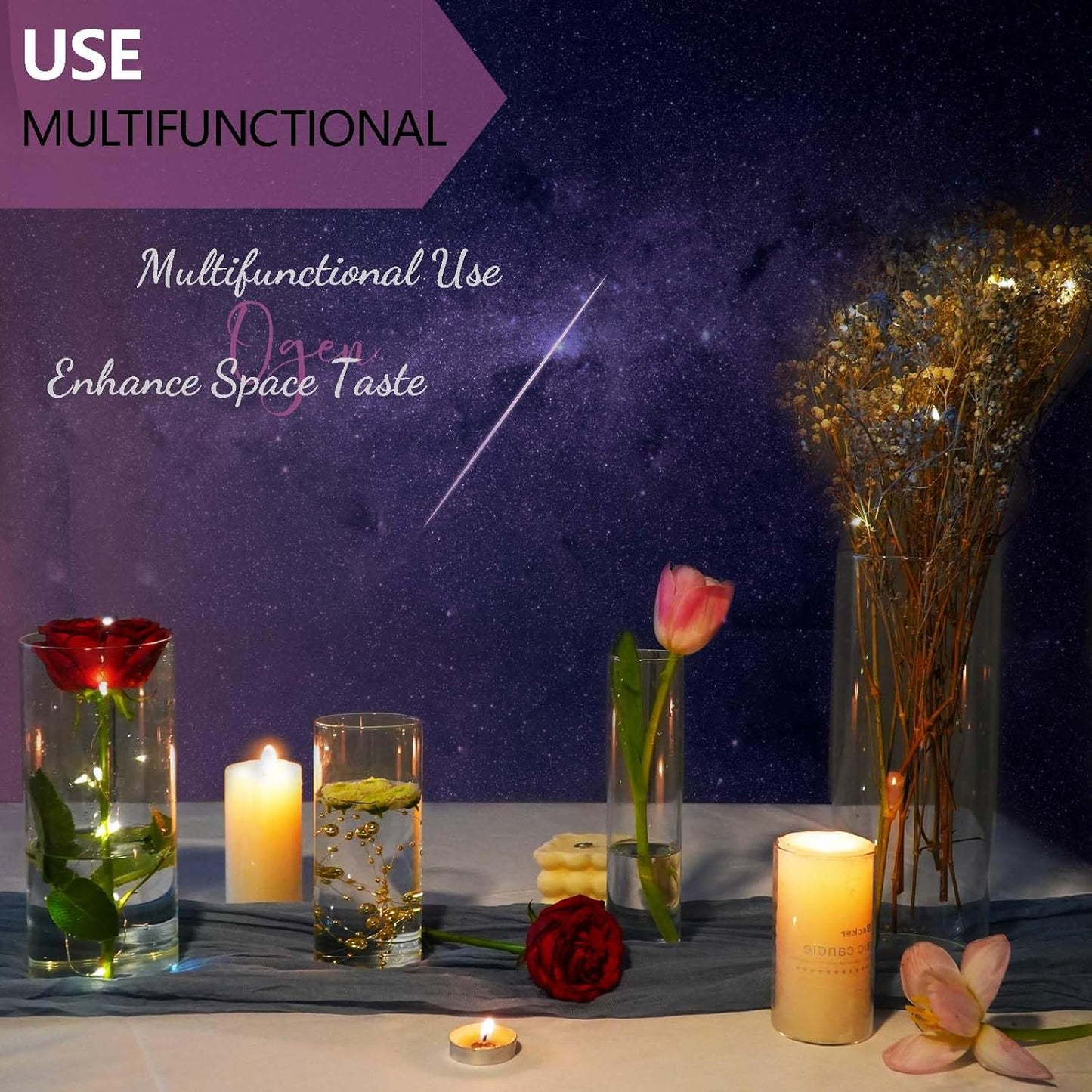 15pcs Cylinder Vases for Centerpieces Small Flower Glass Vases Clear Vase Home Decor Centerpiece Table Flower Vase Decorations for Wedding Decoration＆Holiday Mixed Sizes Tall