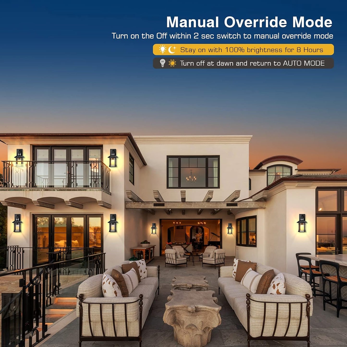 Outdoor Light Fixture With Motion Sensor, Dusk To Dawn Modern Exterior Porch Lights Wall Mount, Anti-rust 100% Aluminum Outdoor Wall Lantern, Black Farmhouse outdoor wall light For Garage Backyard