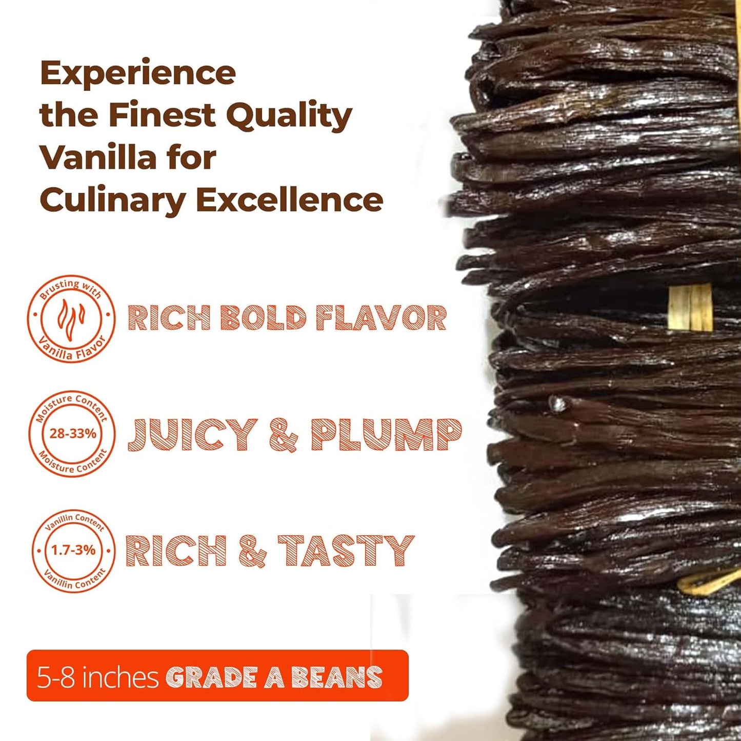 50 Vanilla Beans Grade A+, | Gourmet Whole Vanilla Bean Pods For Making Extract & Baking, Cooking & Homemade Extract| ~6-8 inches, Non-GMO. By NYVanilla
