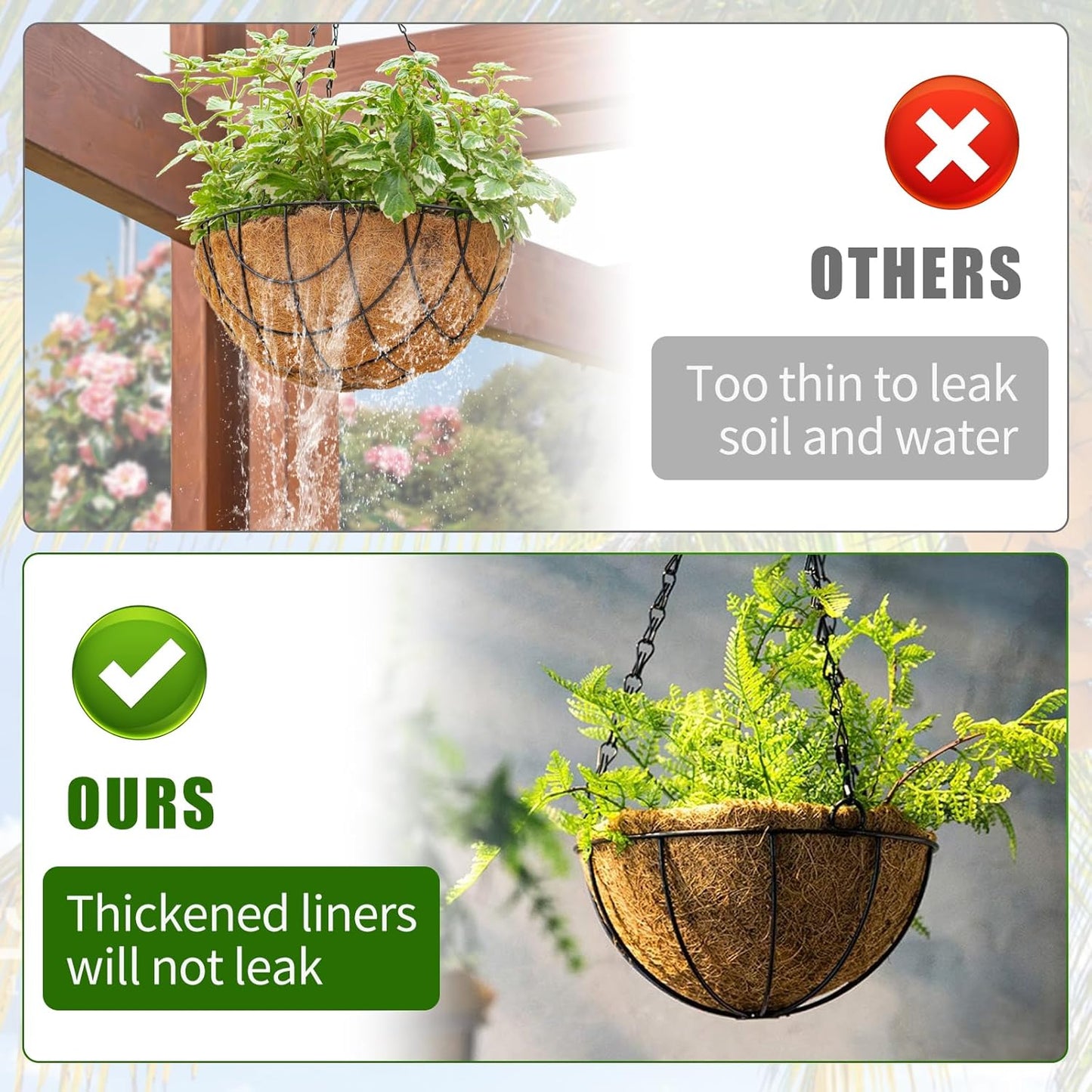 Coco Liner Roll 24x120 Inch, Natural Coconut Liners for Planter Flower Basket, Thick Coco Fiber Mat for Hanging Basket, Garden Decoration, Animal Pet Pads, Reptile Carpet