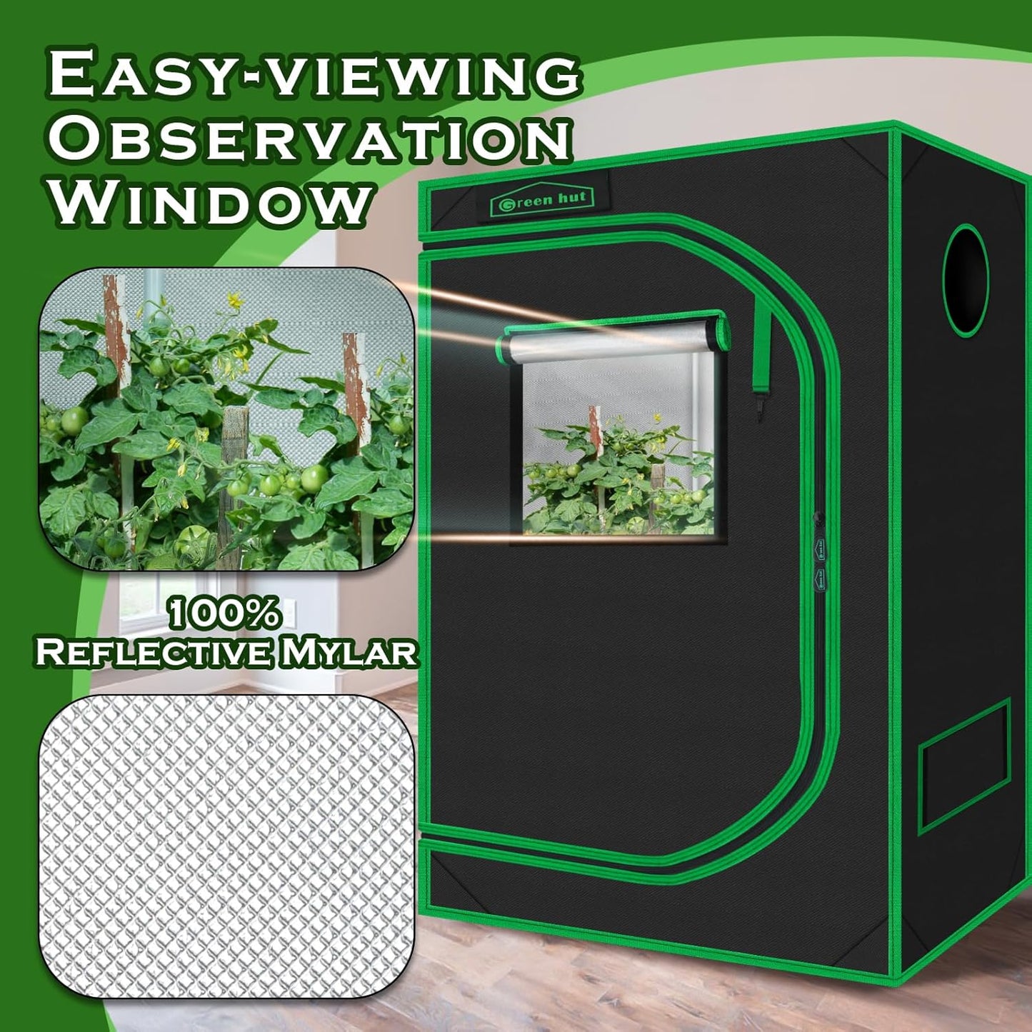 Indoor Grow Tent 48"x24"x60" 600D Mylar Hydroponic for Indoor Plant Tent with Observation Window and Removable Floor Tray 4x2