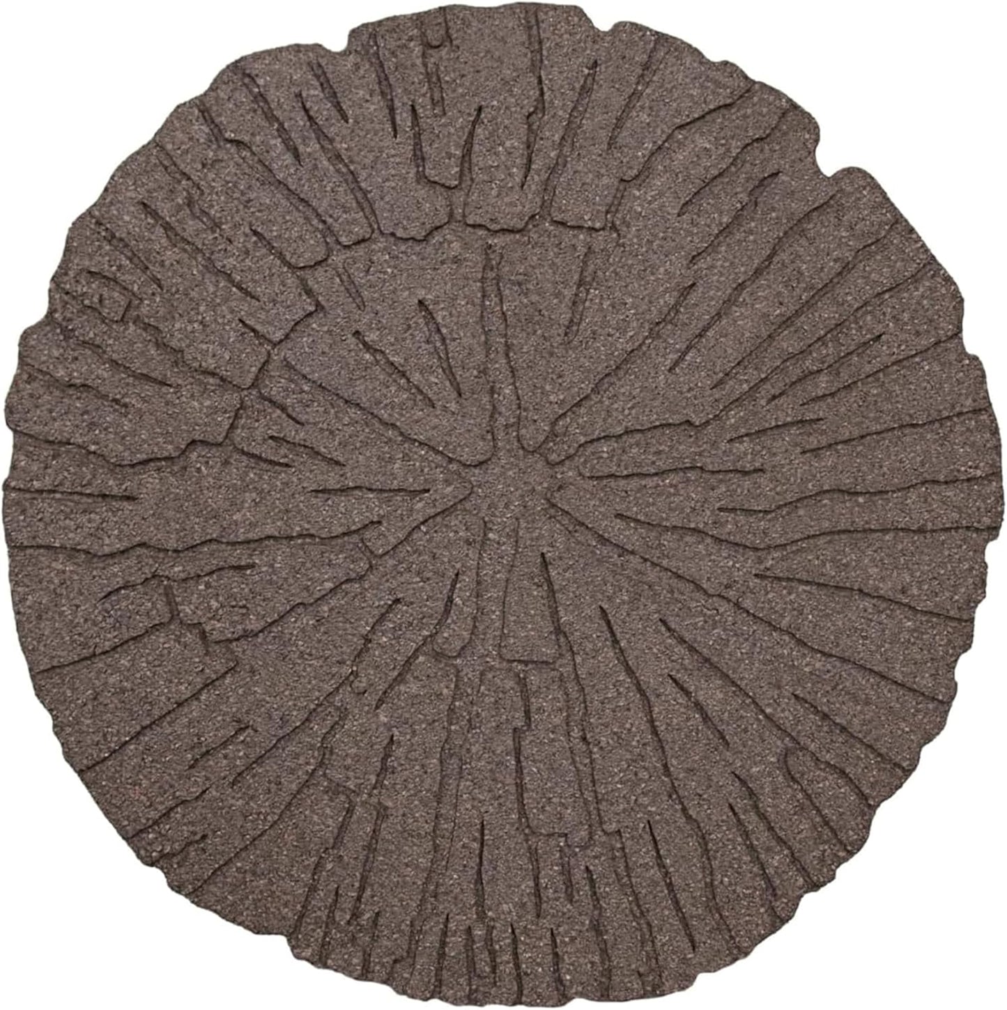 Garden Central 4-Pack 18”x18” Fake Cracked Log Rubber Stepping Stones, Round, Brown – Reversible Non-Slip Outdoor Faux Decorative Set for Landscaping – DIY Decor for Walkways & Yard Pathways