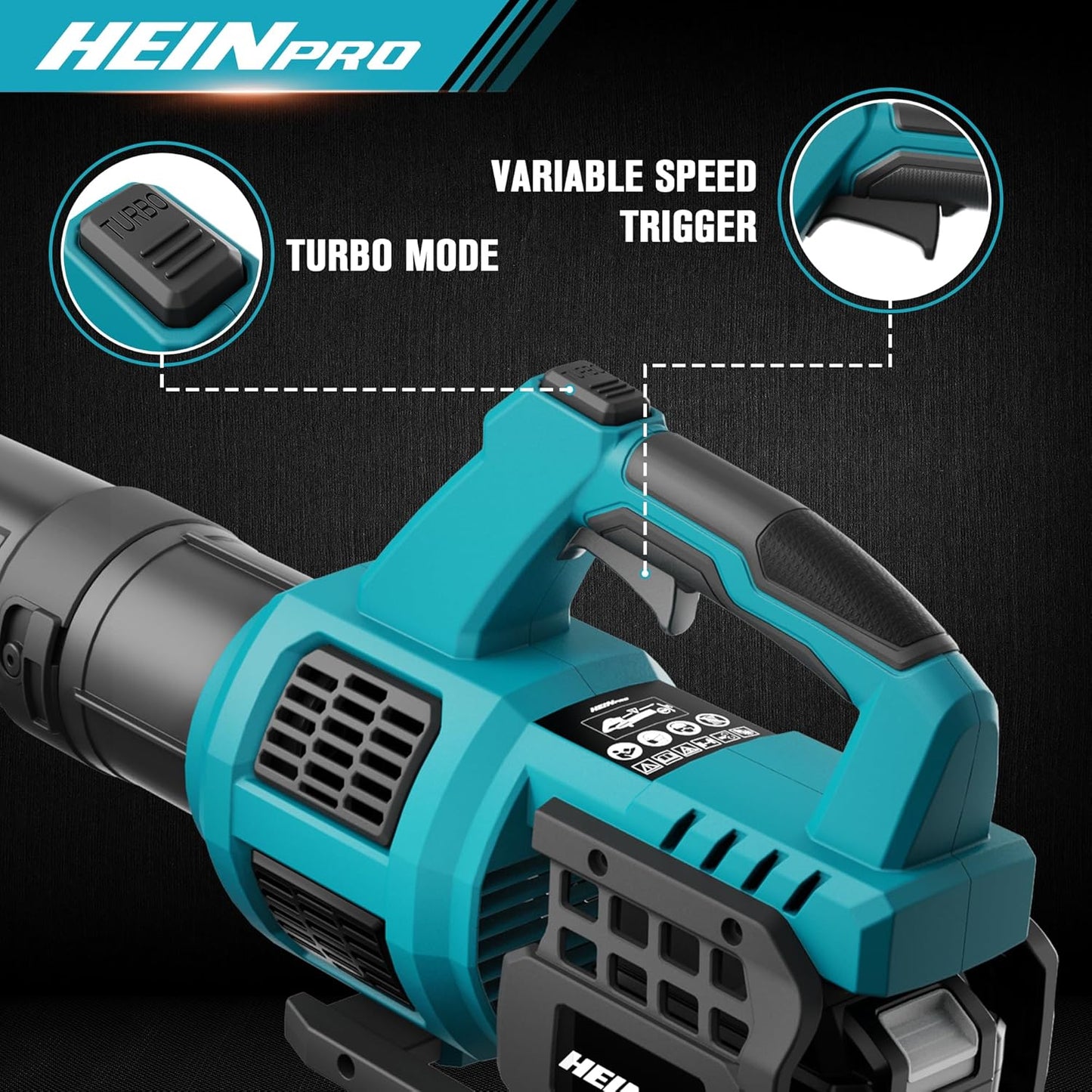 HEINRPO Cordless Leaf Blower Compatible with Makita 18V Battery (Bare Tool) 400CFM Electric Leaf Blower Cordless, Variable Speed, Turbo Mode, Handheld Battery Powered Leaf blowers for Lawn Care