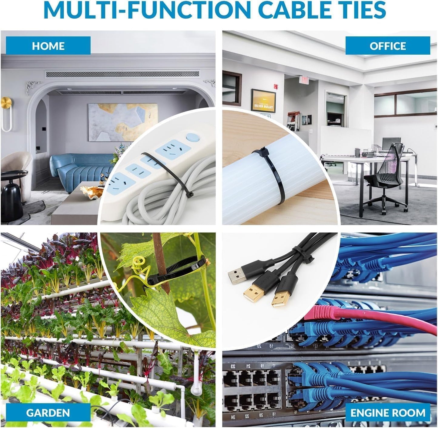 XINGO 8 Inch Apple Green Zip Ties Heavy Duty 100 Pack, 120 LBS Tensile Strength, Premium Nylon Cable Wire Ties, Self-locking Plastic Ties for Indoor and Outdoor Use