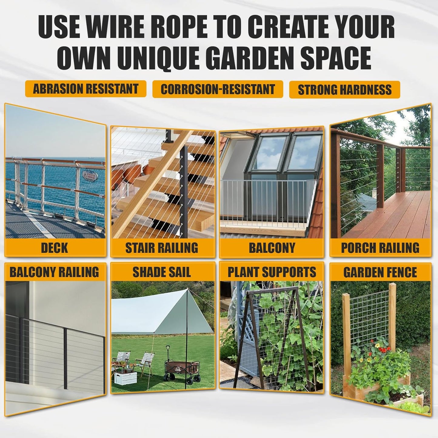 400FT 1/8" Stainless Steel Cable Wire Rope with Cutter, Cable for Deck Railing, 1800 lb Breaking Strength 7x7 Strands, T316 Aircraft Cable for Stair, Fence, Porch