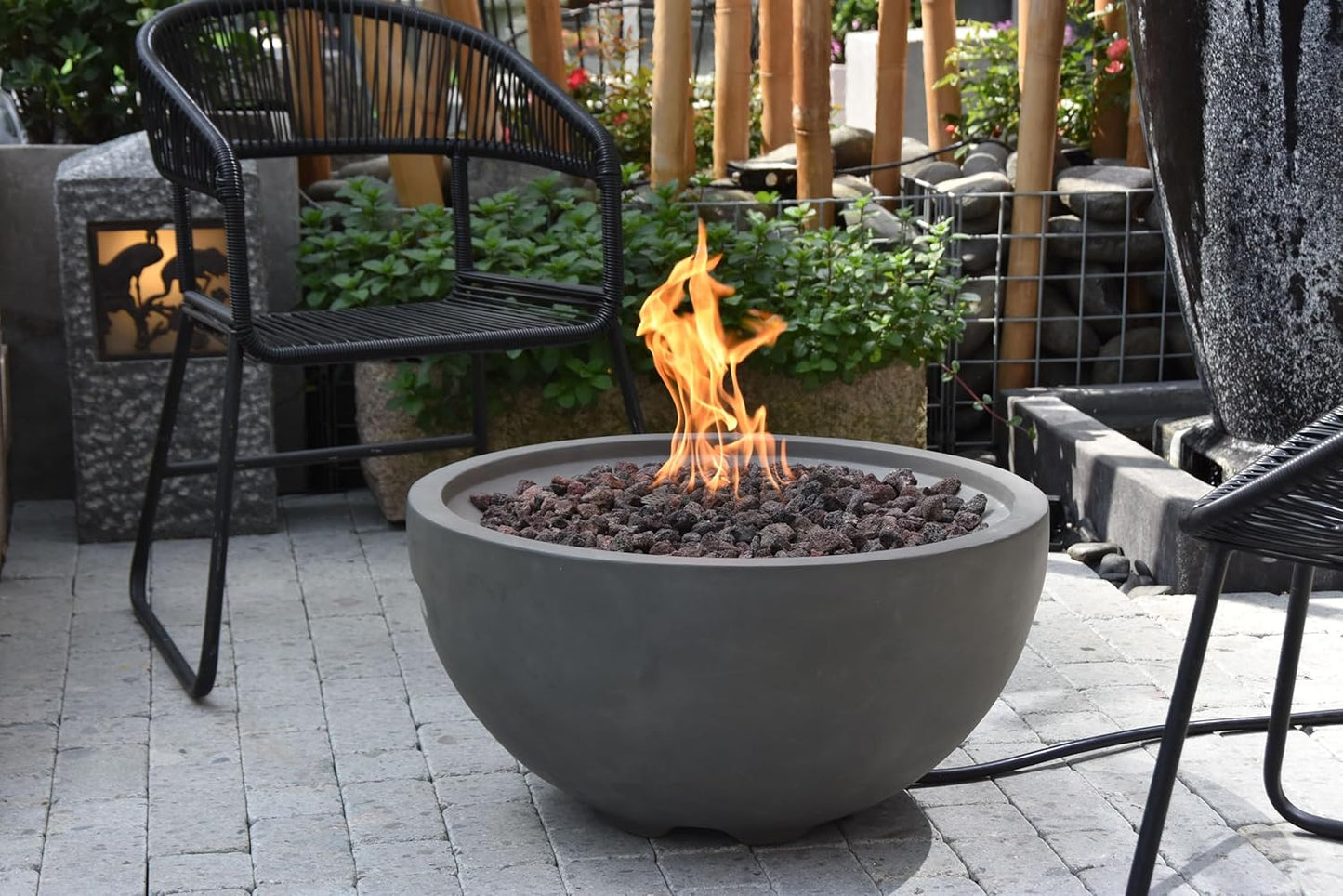 AMS Fireplace | Modeno | Nantucket | Firepit Table | Cover and Lava Rocks Included | (Fuel: Natural Gas - Light Gray)