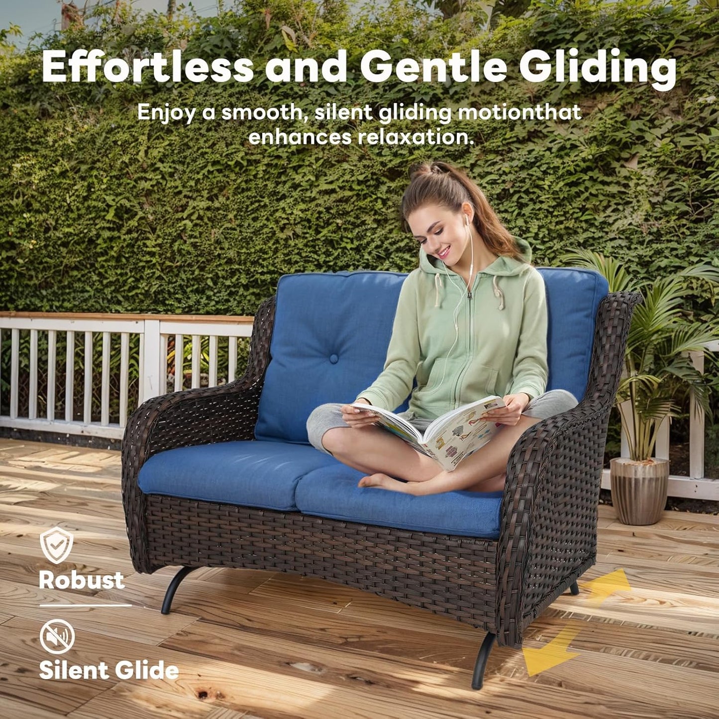 8 Piece Outdoor Patio Furniture Set - 41" CSA Propane Fire Pit Table Patio Conversation Set with Swivel Rocker Outdoor Chairs, Wicker loveseat and Ottoman for Outside Casual Gathering