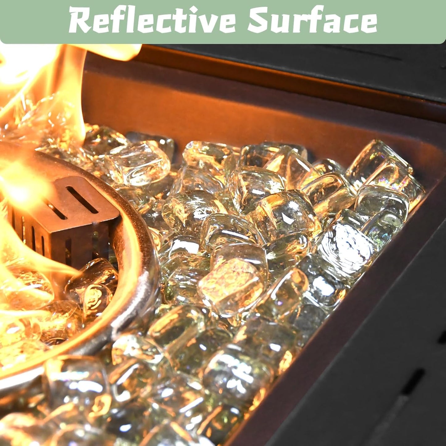 Clear Fire Pit Glass Cube, Tempered Glass Bead for Fireplace, Firepit Indoor or Outdoor, Propane and Natural Gas, 20 Pounds Fire Rocks, Heat Resistant, No Poping, Crystal Reflective